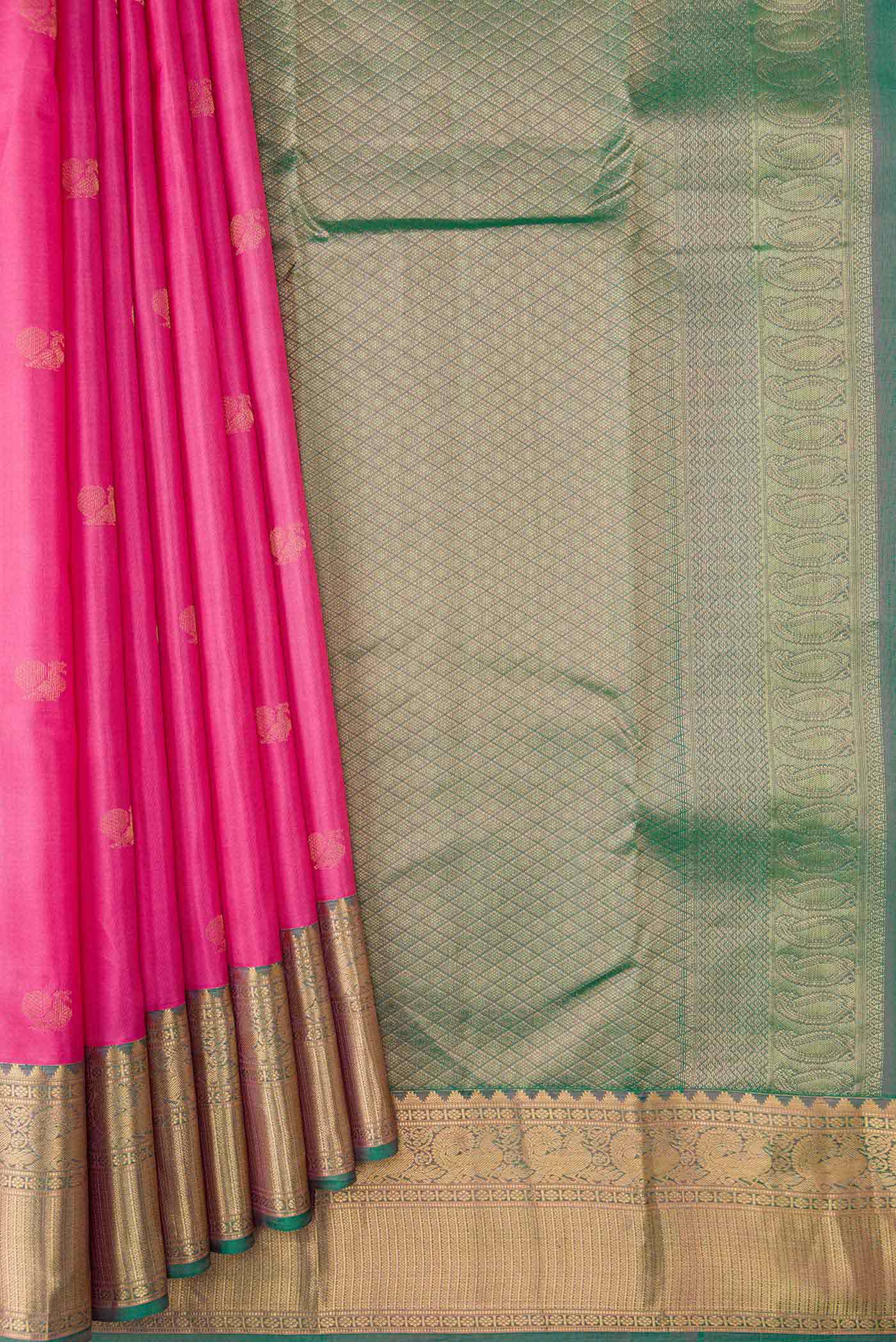 Pink Dual Tone Kanjivaram Silk Saree - Image 4