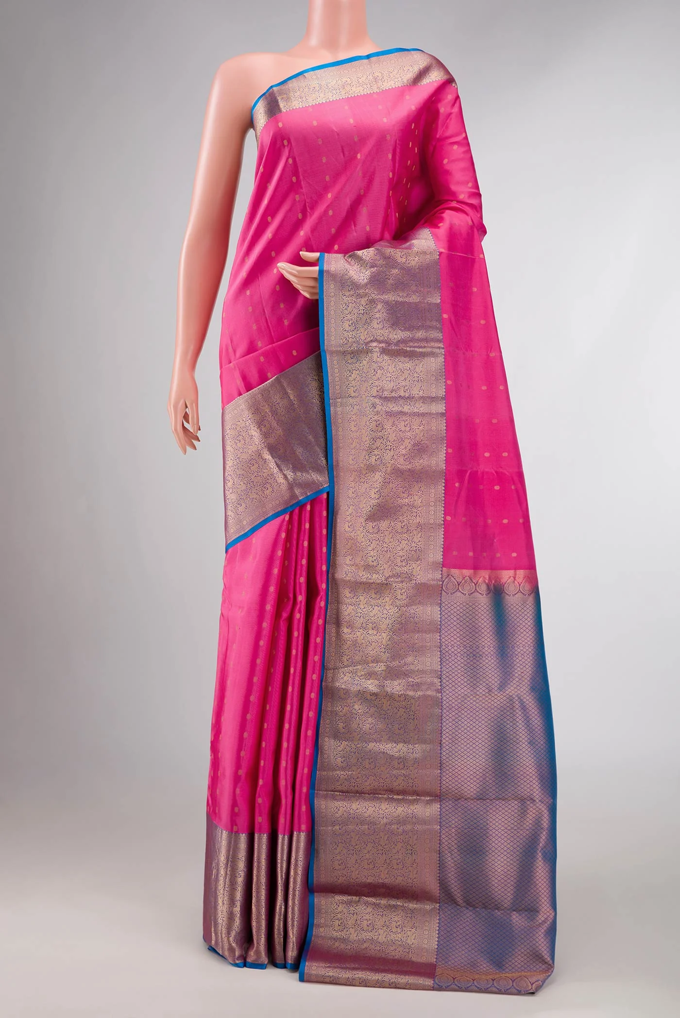 Pink Dual Tone Kanchipuram Silk Saree