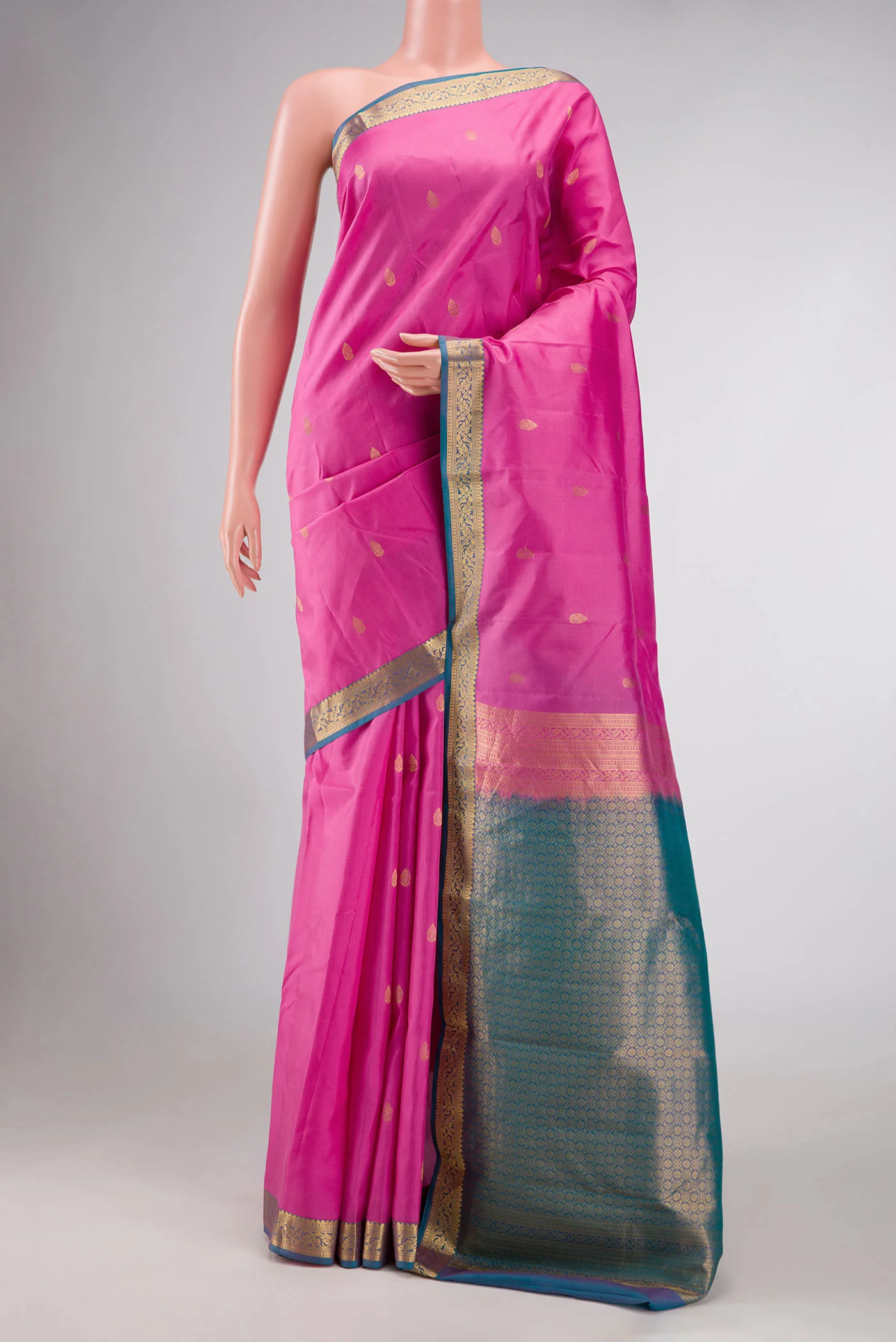 Pink Dual Tone Kanjivaram Silk Saree