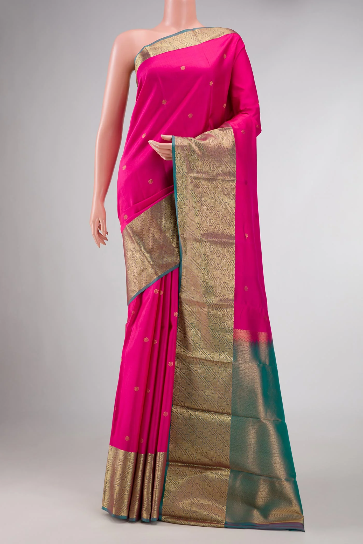 Pink Dual Tone Kanchipuram Silk Saree