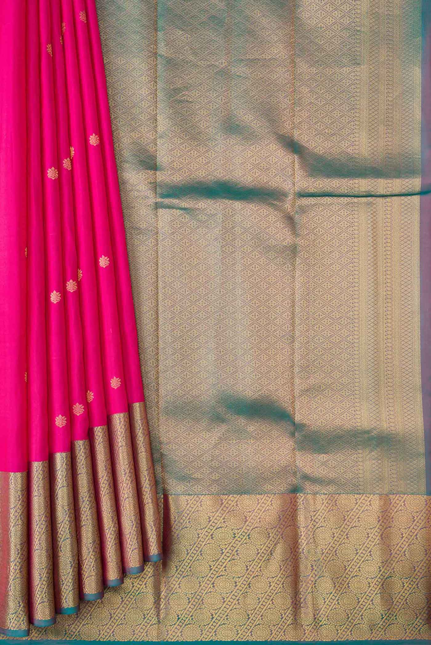 Pink Dual Tone Kanchipuram Silk Saree - Image 4