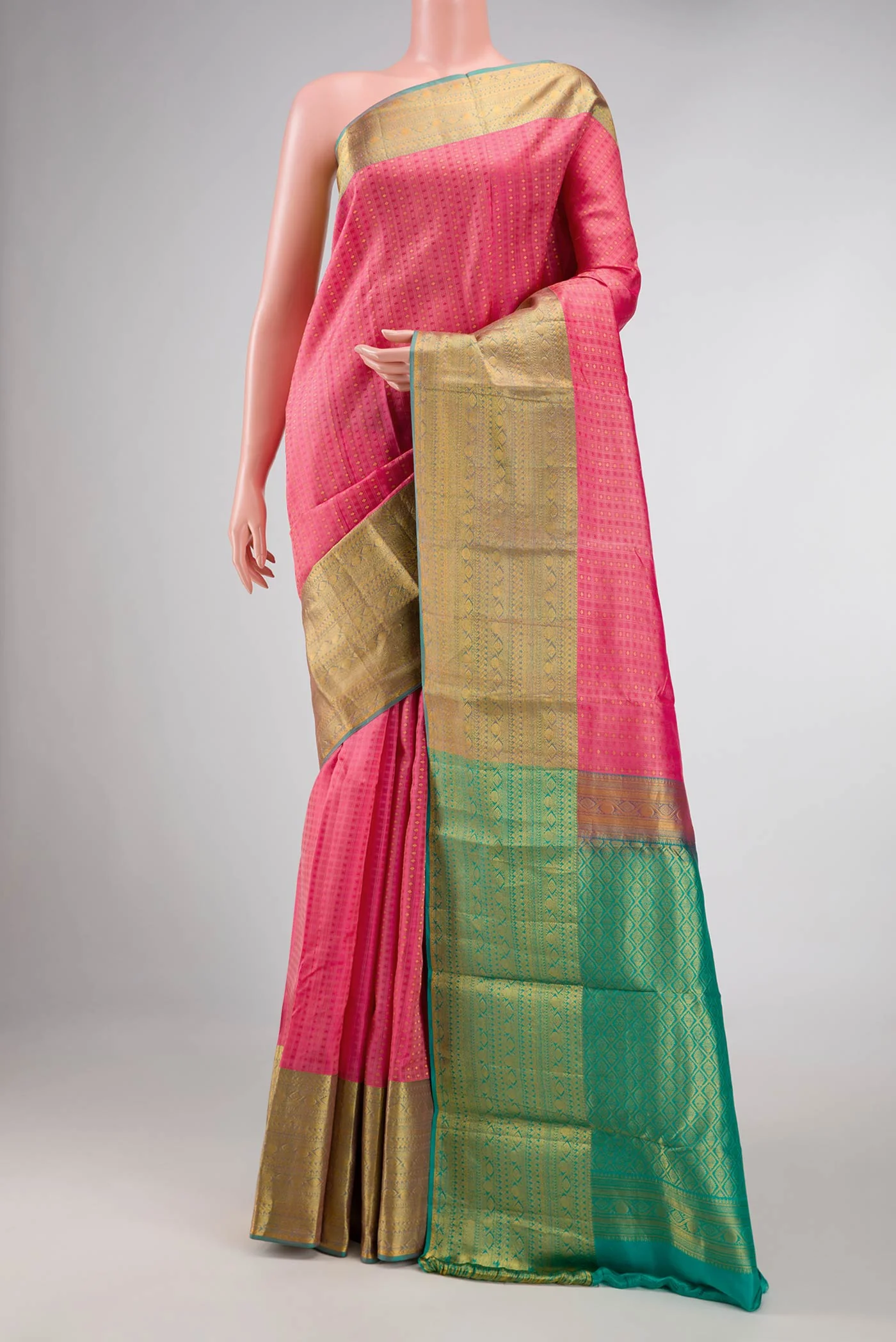 Pink Dual Tone Kanjivaram Silk Saree