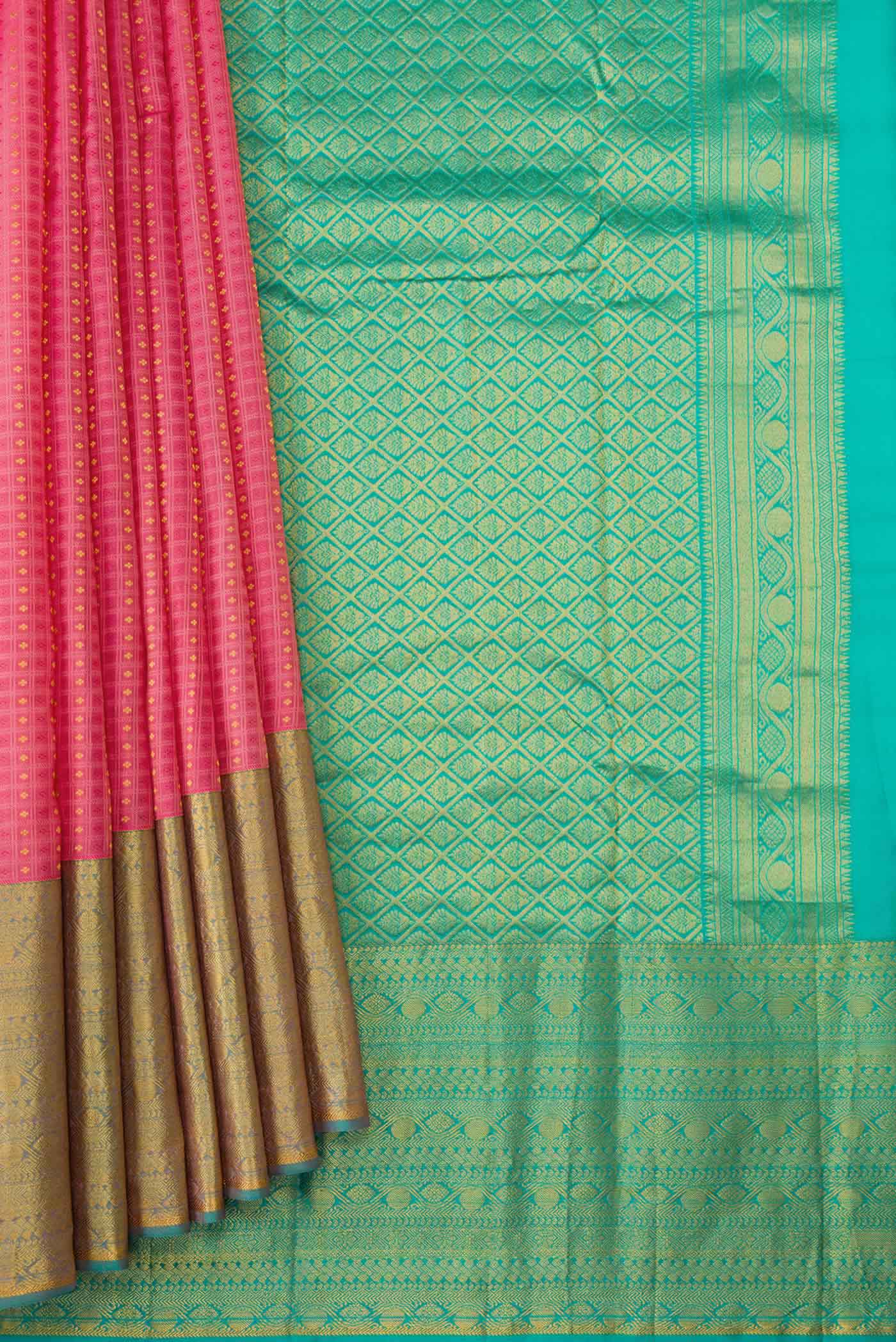 Pink Dual Tone Kanjivaram Silk Saree - Image 4