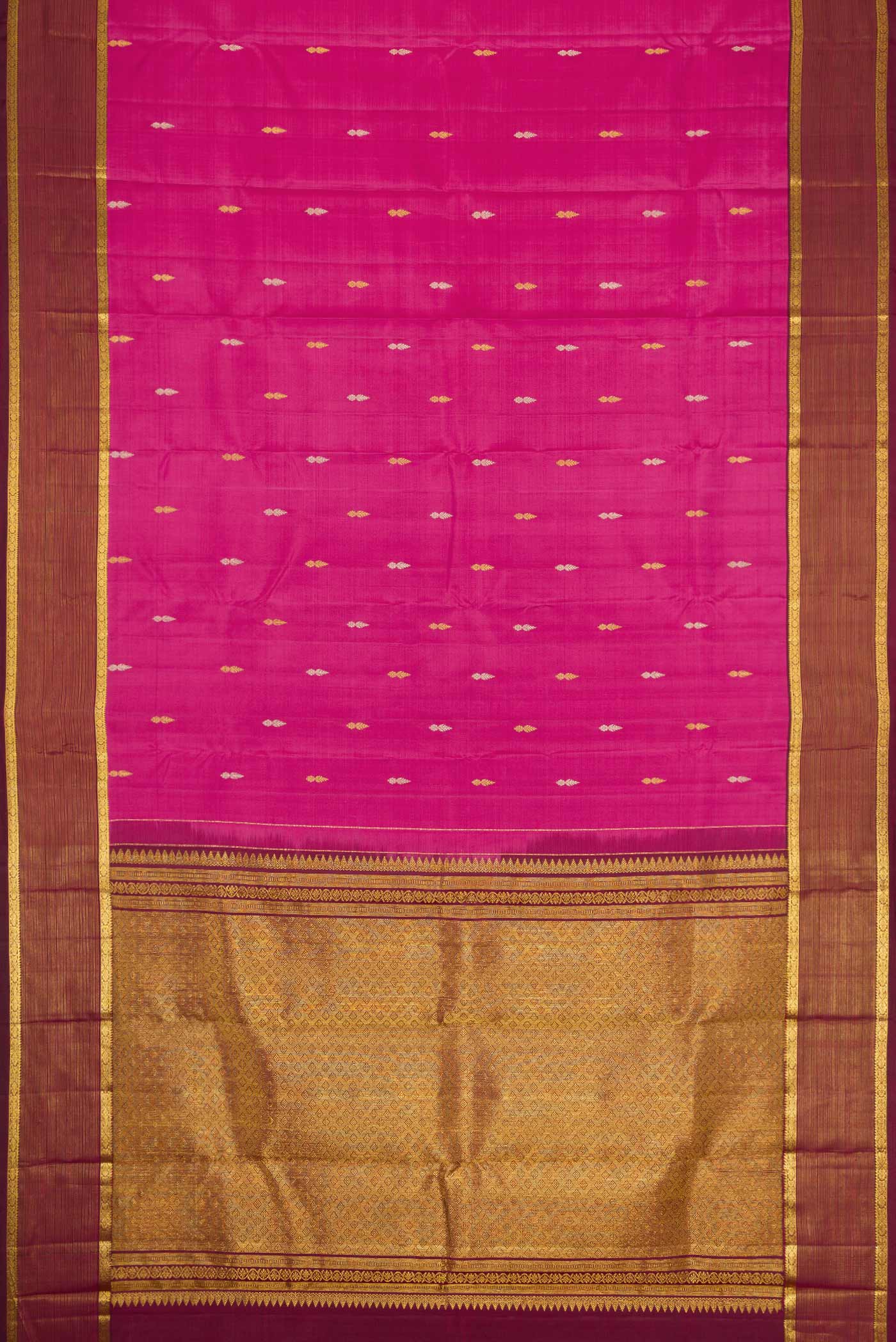 Pink Dual Tone Kanchipuram Silk Saree - Image 6
