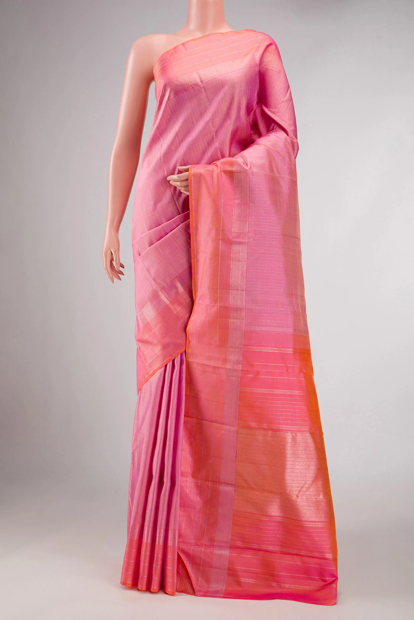 Pink Dual Tone Kanchipuram Silk Saree