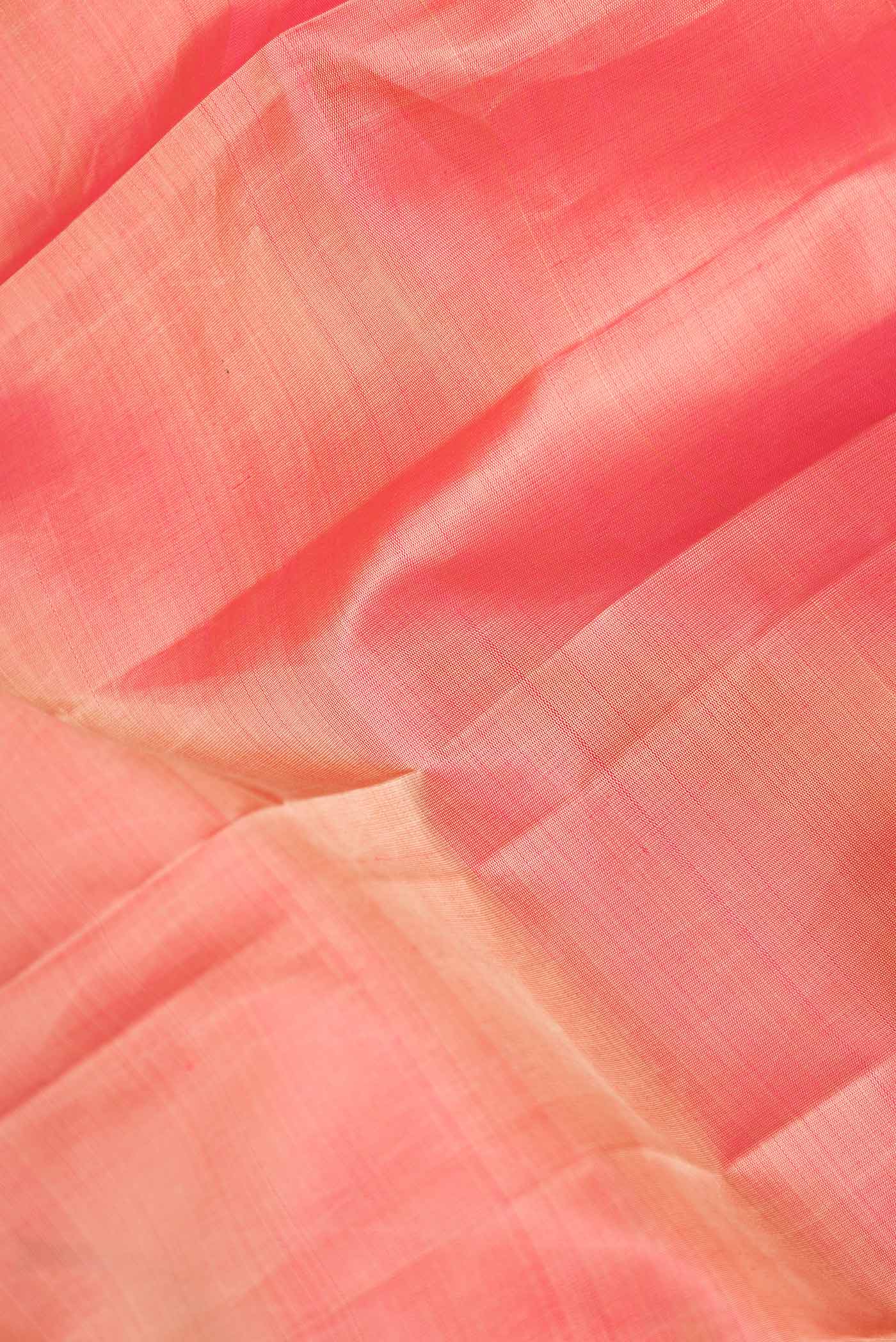 Pure Silk Pure Zari Coral Kanjivaram Saree - Image 2