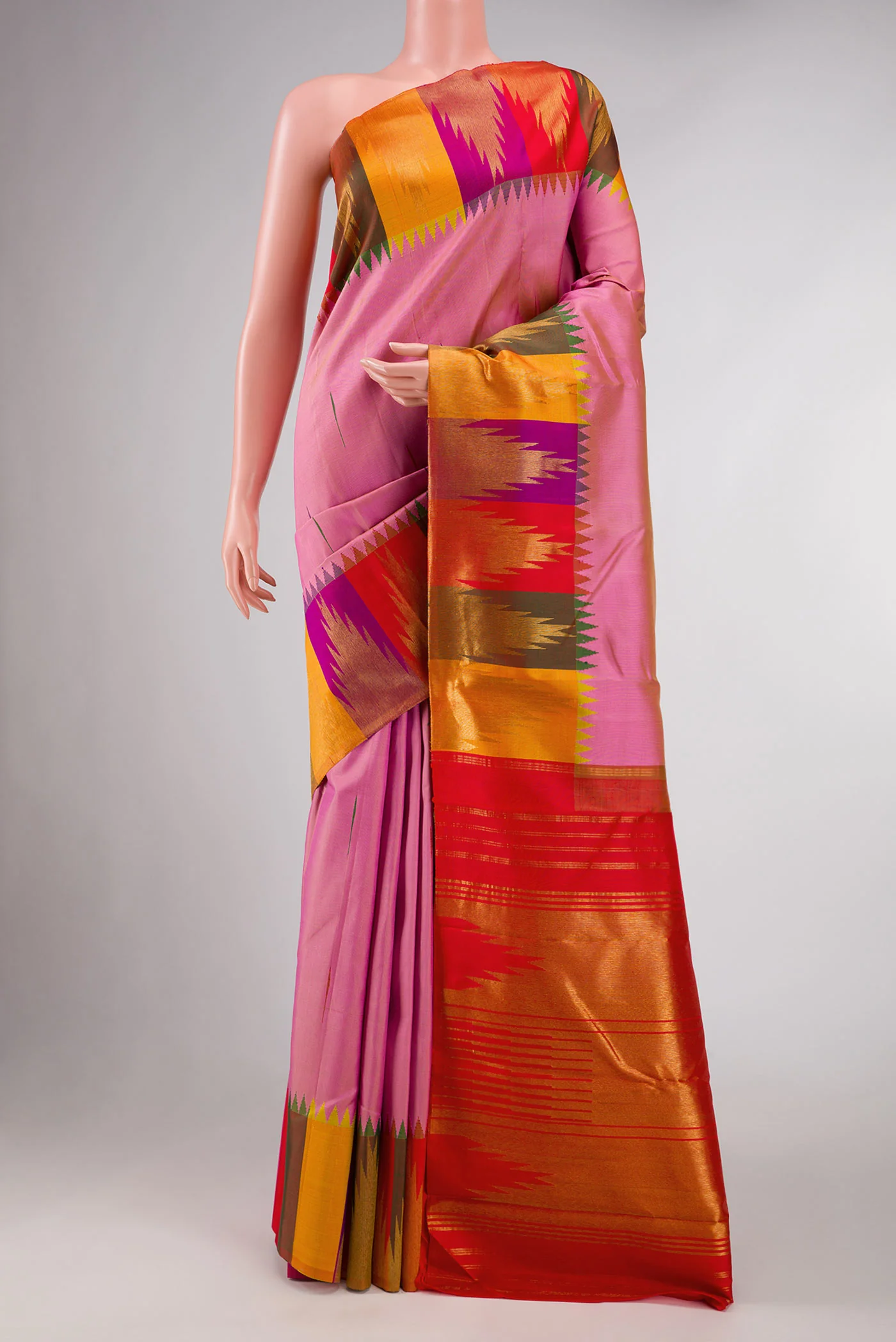 Pink Dual Tone Kanjivaram Silk Saree