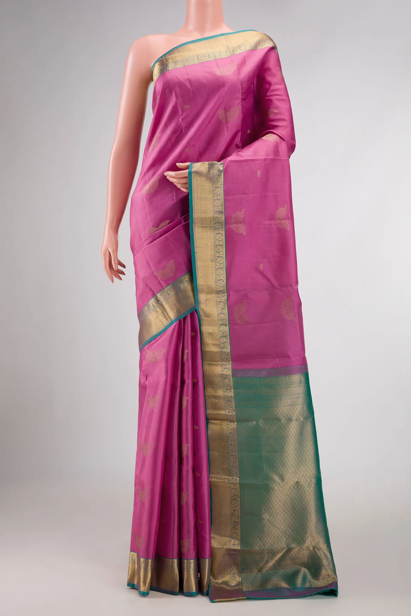 Pink Dual Tone Kanchipuram Silk Saree