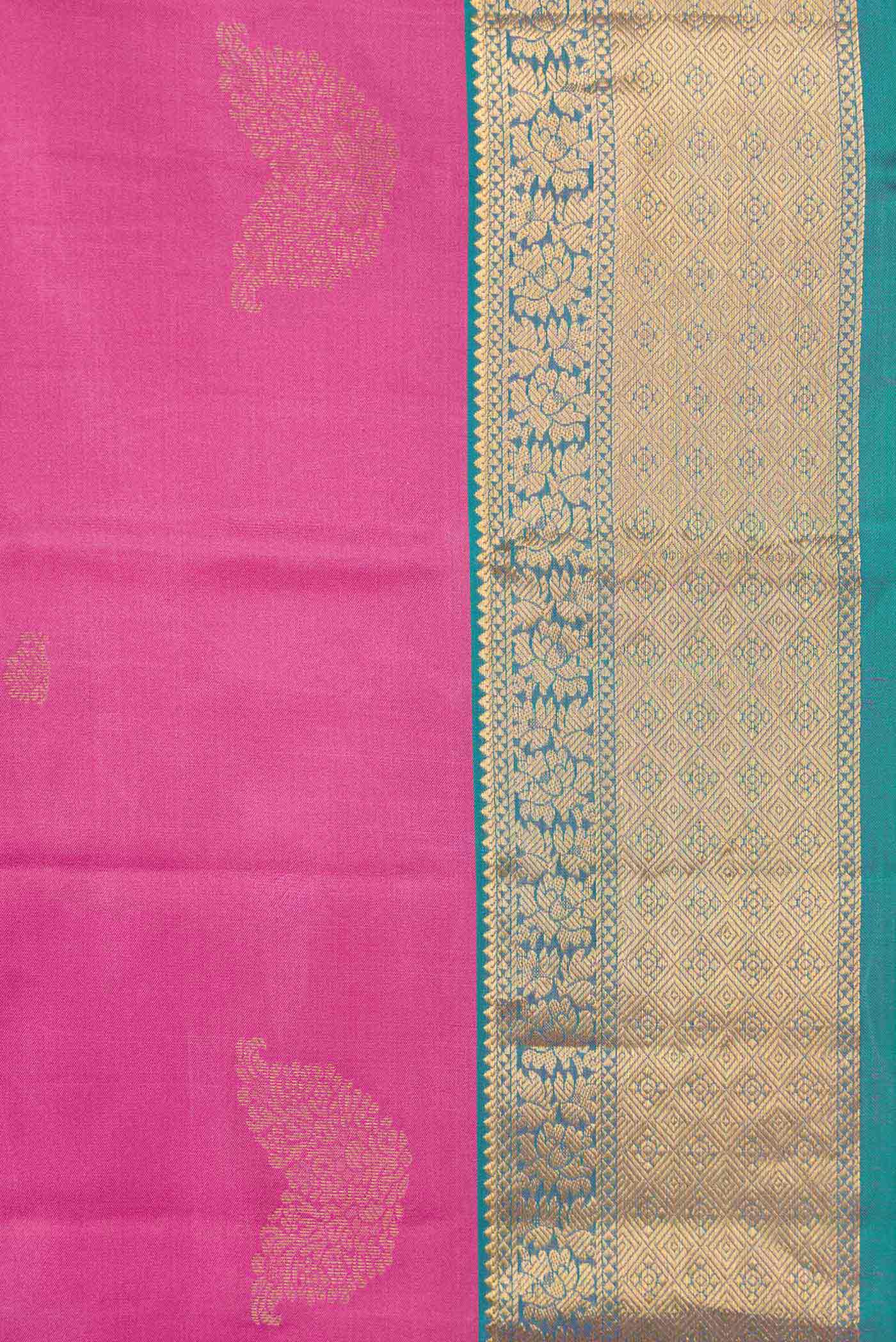 Pink Dual Tone Kanchipuram Silk Saree - Image 3