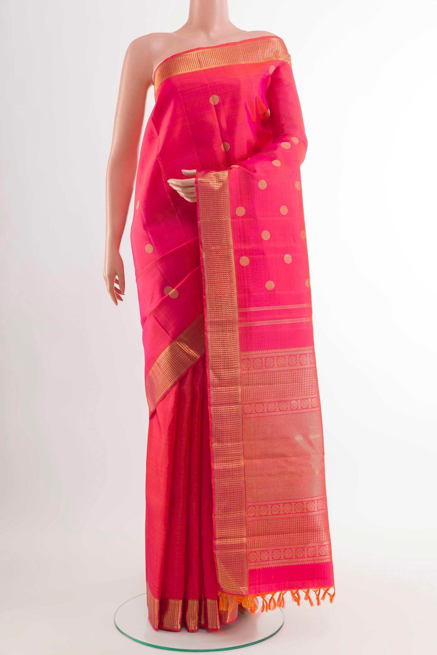 Pink Dual Tone Kanchipuram Silk Saree