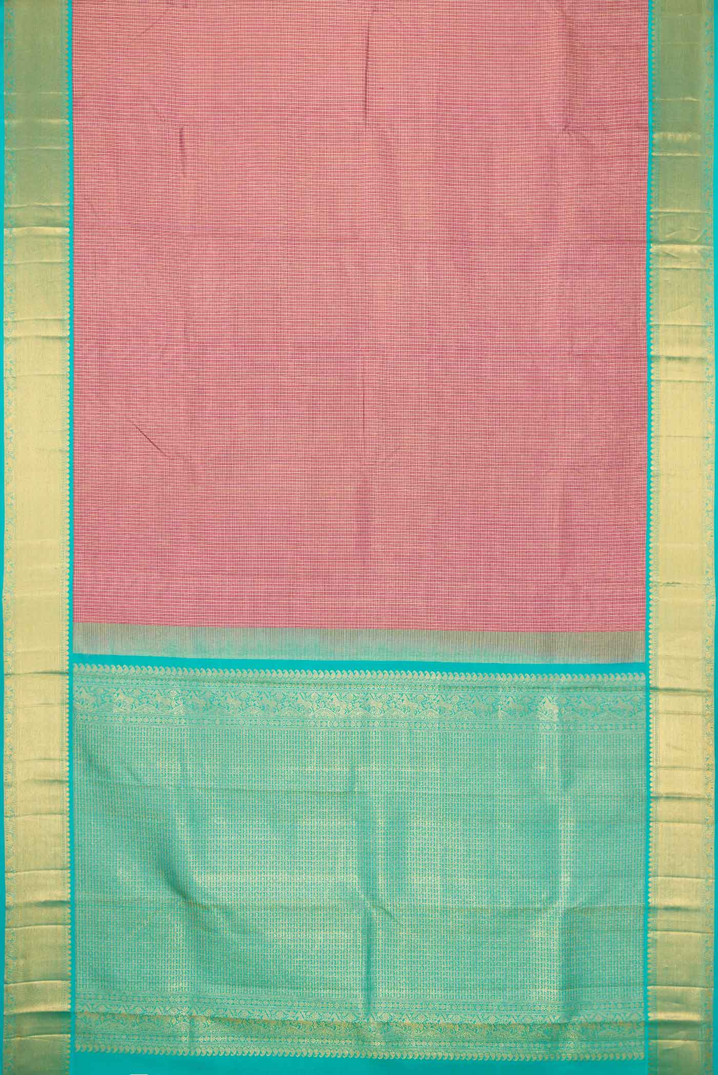Pink Dual Tone Kanjivaram Silk Saree - Image 6