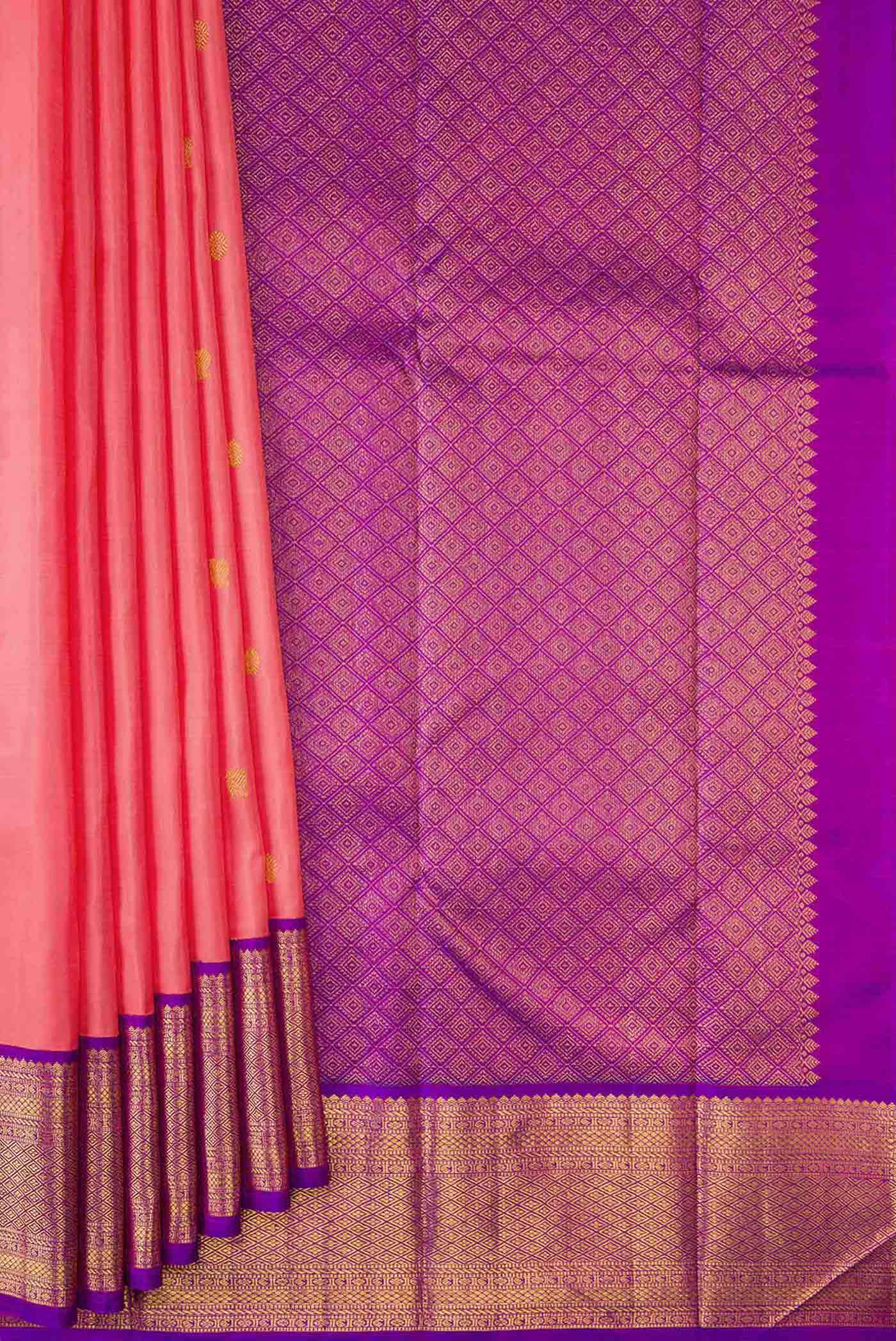 Pink Dual Tone Kanjivaram Silk Saree - Image 4