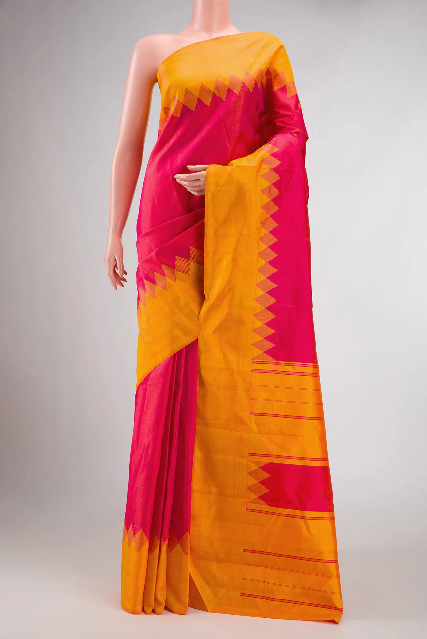 Pink Dual Tone Kanchipuram Silk Saree