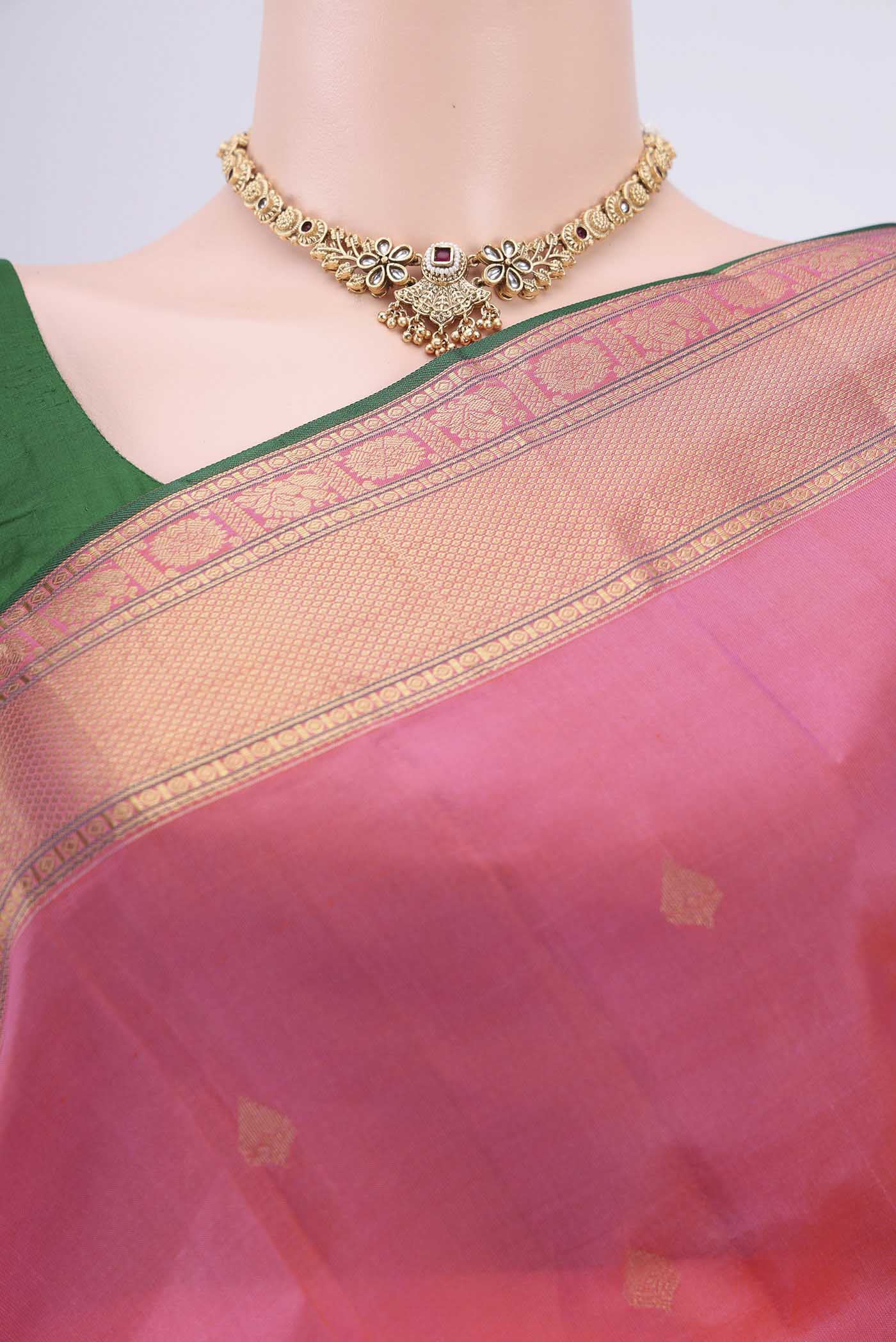 Pink Kanchipuram Silk Saree - Image 2