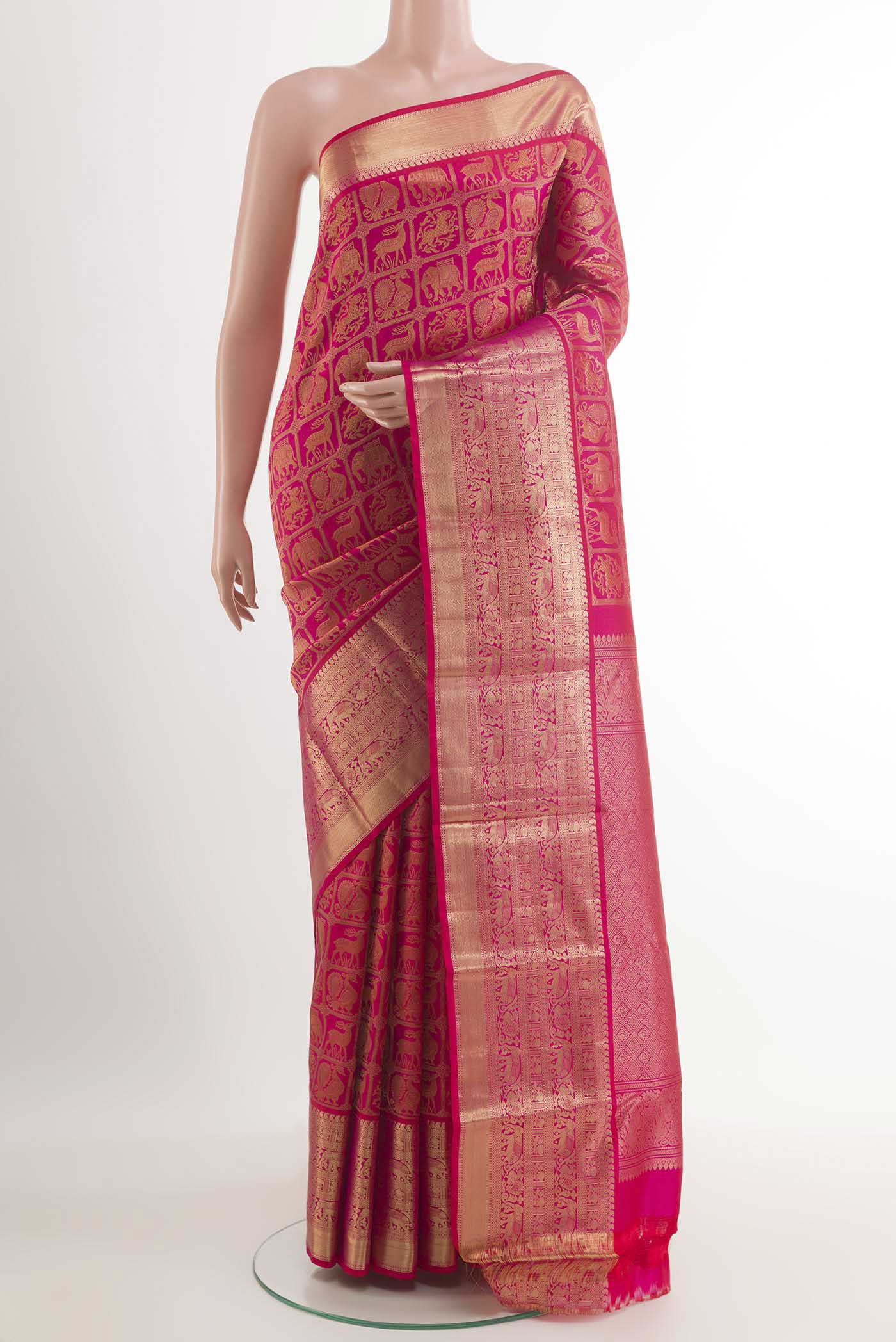 Pink Dual Tone Kanchipuram Silk Saree