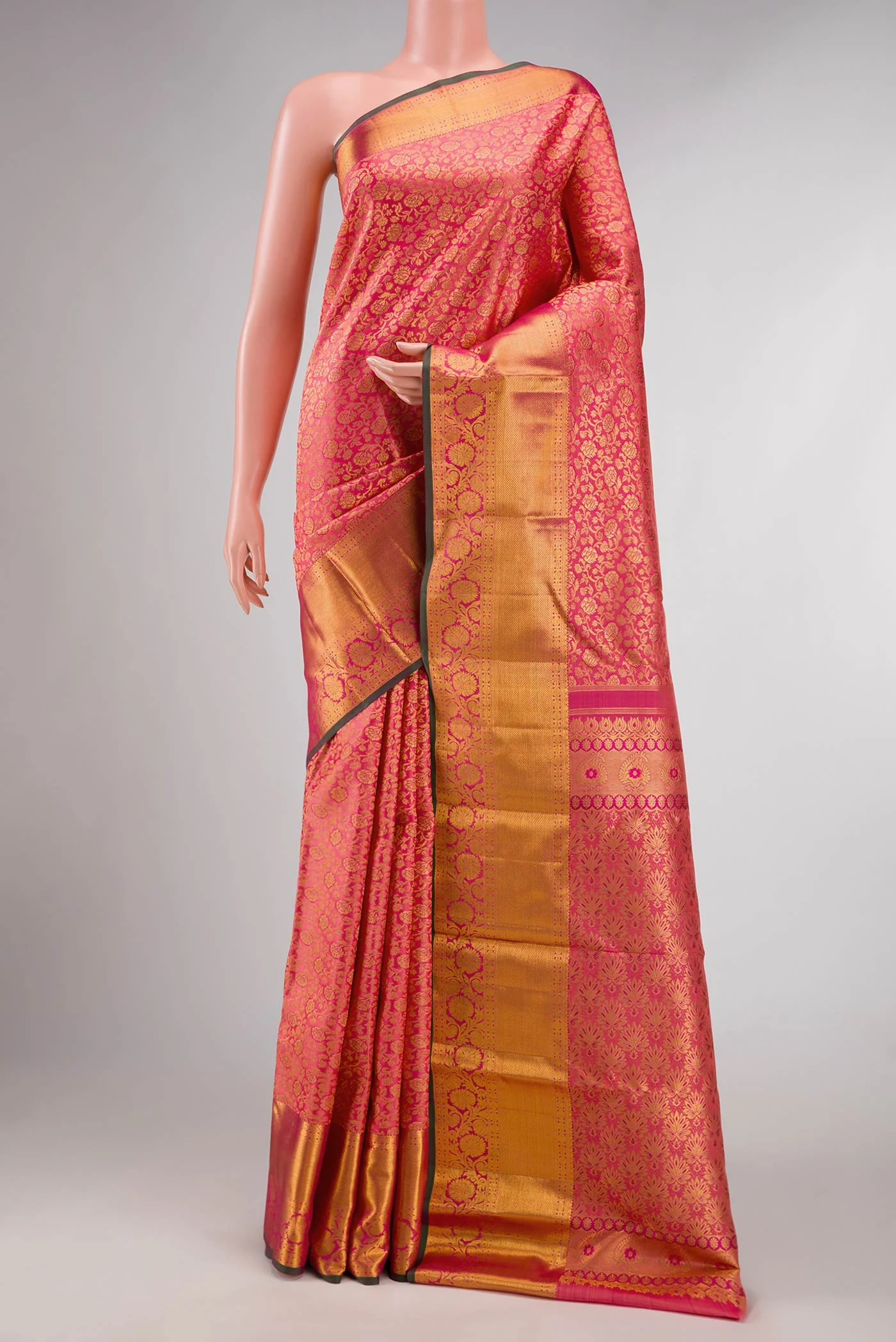 Pink Dual Tone Kanchipuram Silk Saree