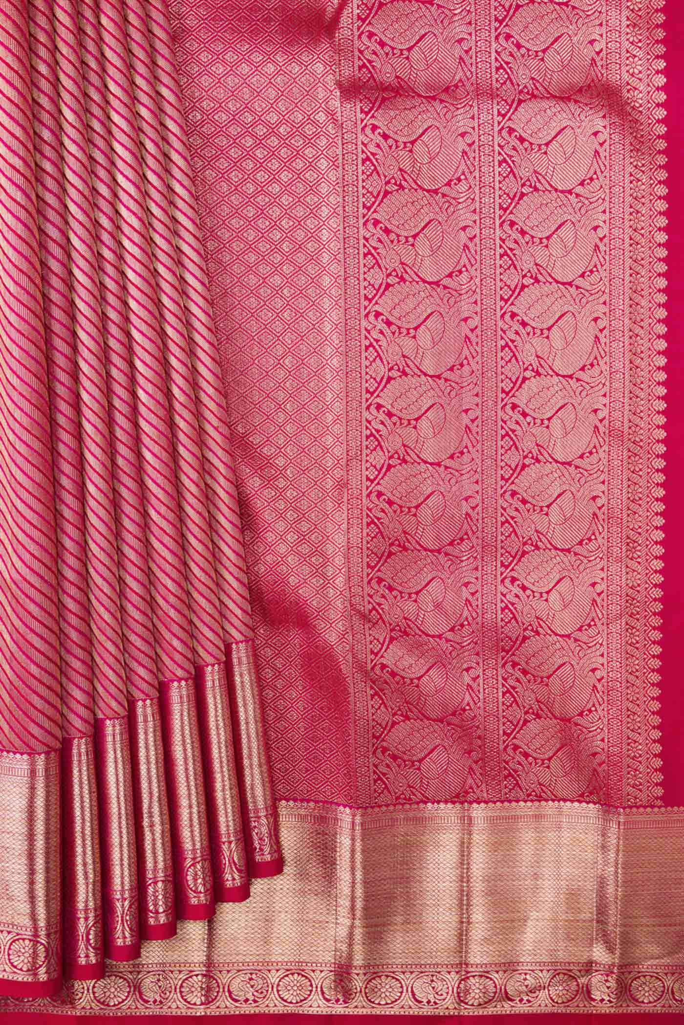 Pink Dual Tone Kanchipuram Silk Saree - Image 4