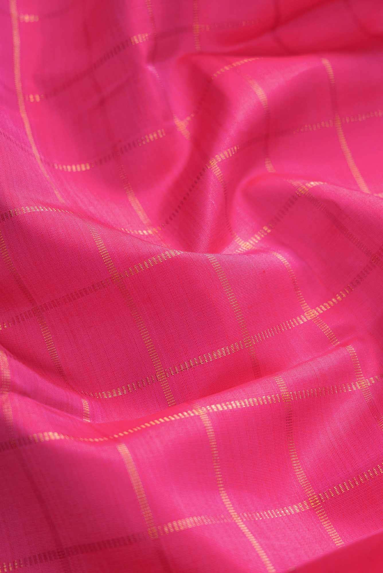 Pure Silk Pure Zari Pink Dual Tone Kanjivaram Saree - Image 3