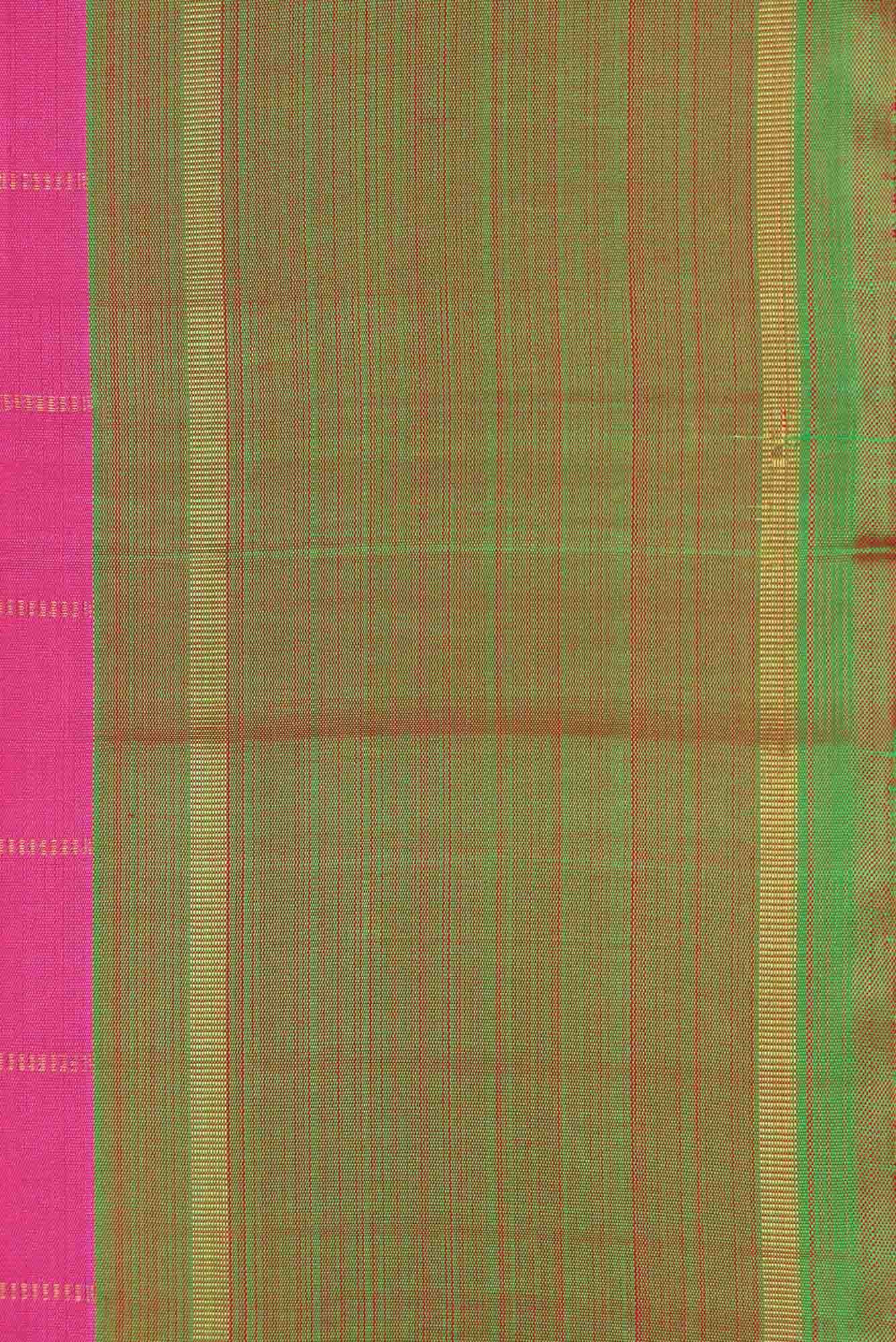 Pure Silk Pure Zari Pink Dual Tone Kanjivaram Saree - Image 5