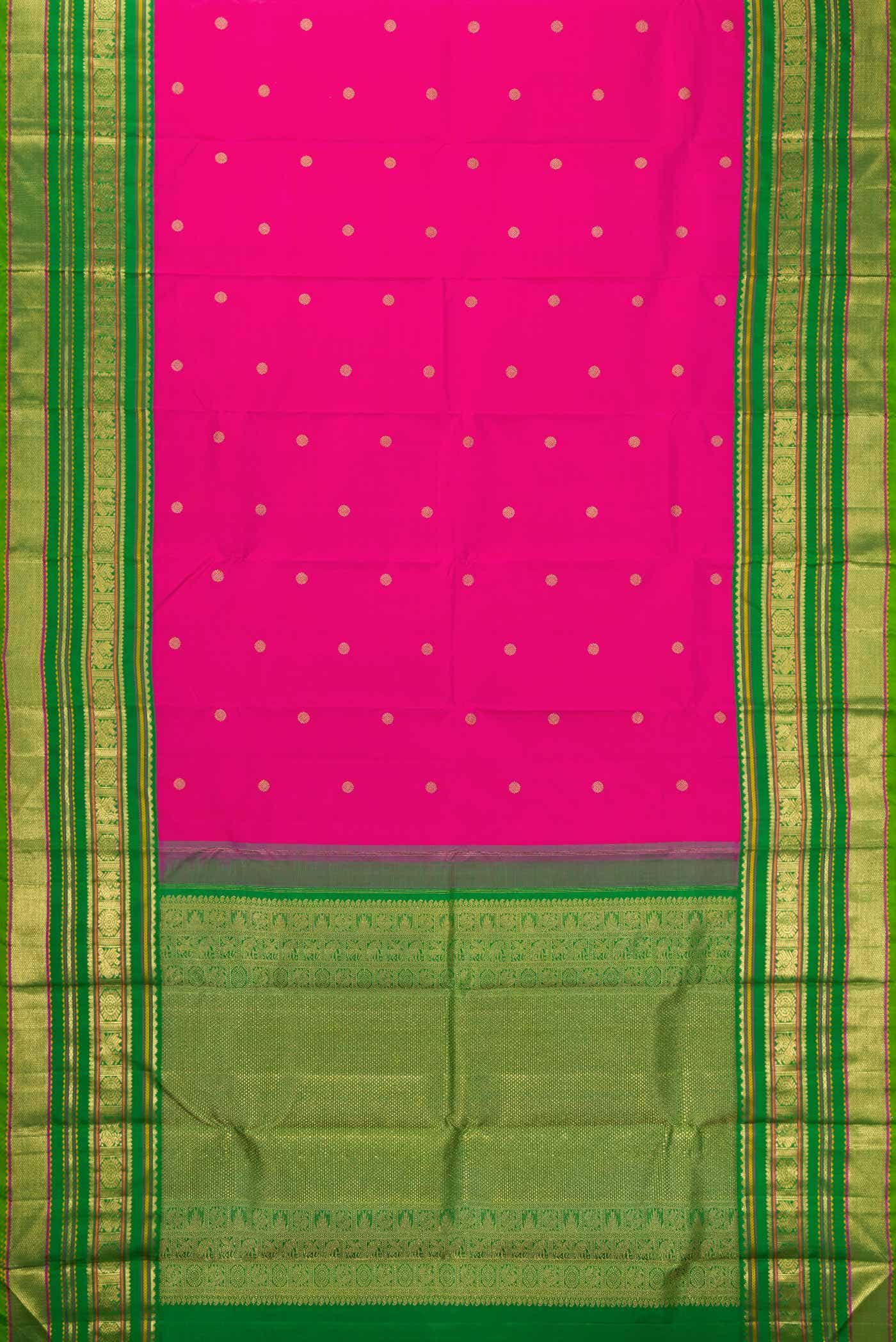 Pure Silk Pure Zari Pink Dual Tone Kanchipuram Saree - Image 4
