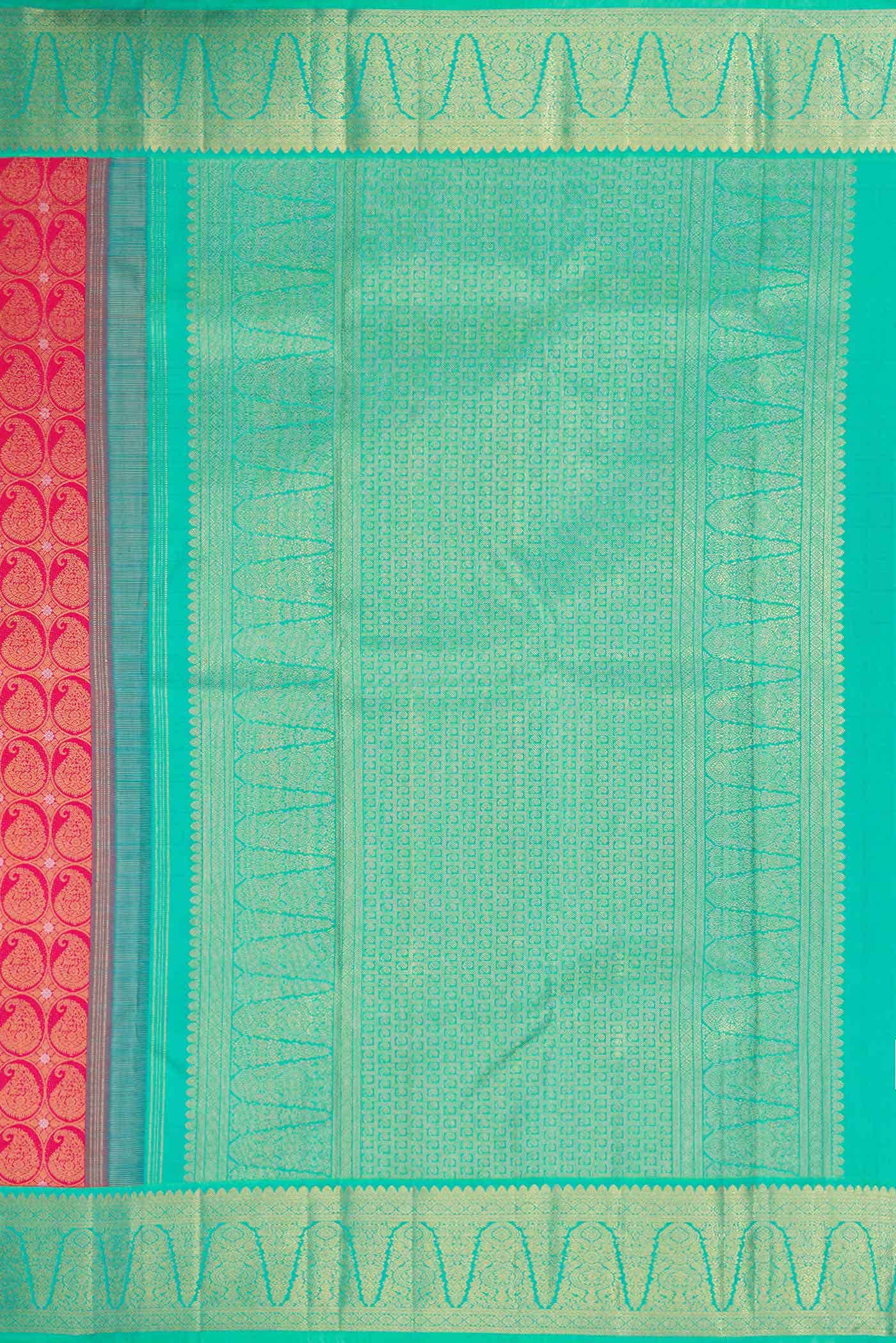 Pure Silk Pure Zari Pink Dual Tone Kanjivaram Saree - Image 5