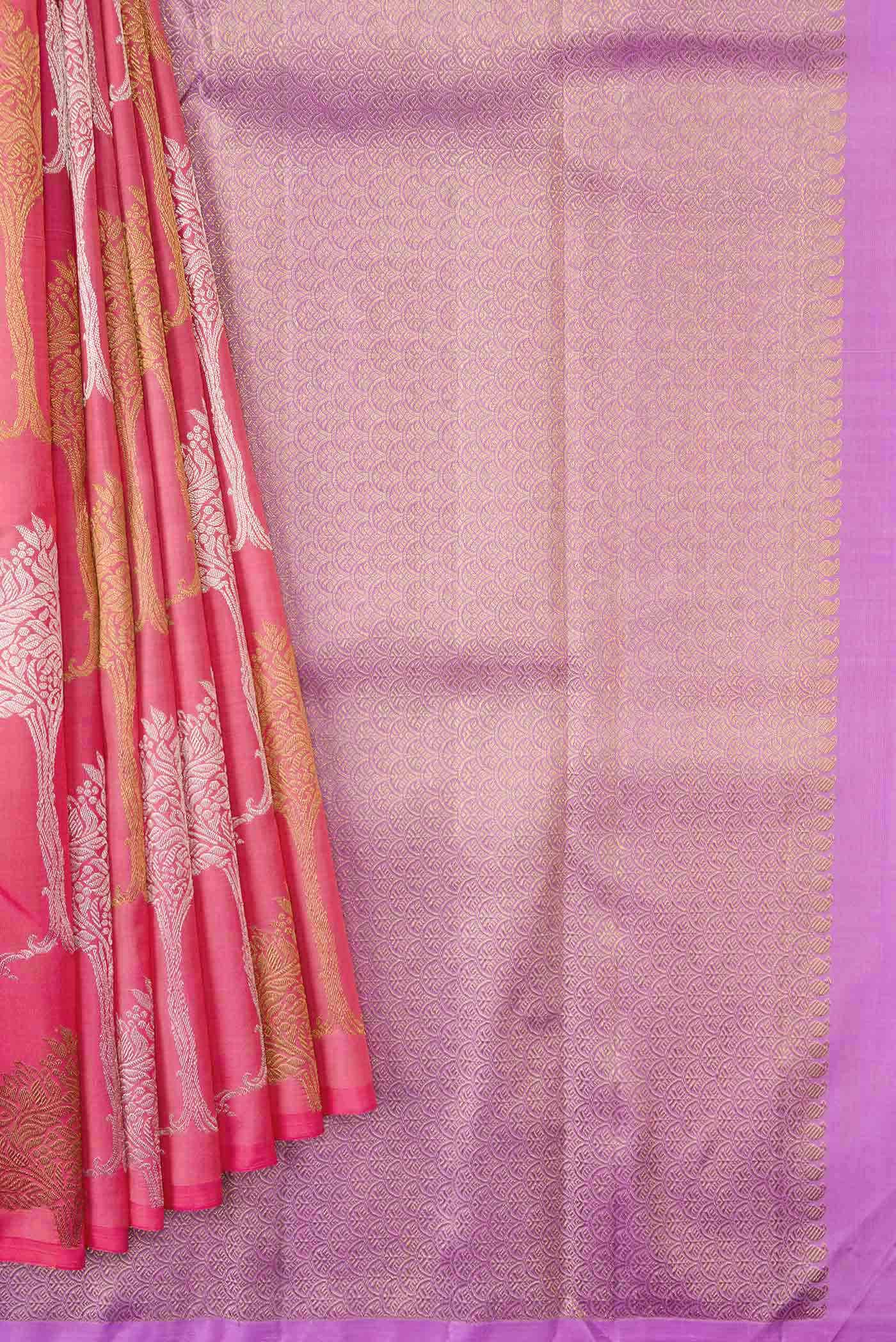 Pink Dual Tone Kanchipuram Silk Saree - Image 2