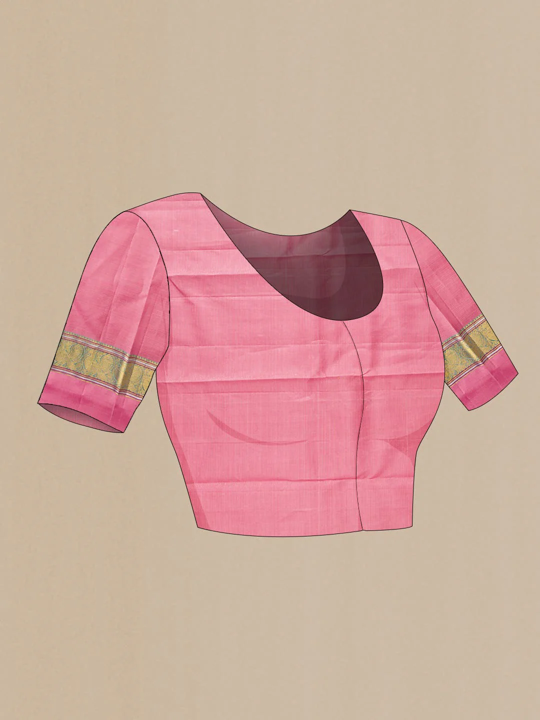 Pure Silk Pure Zari Pink Dual Tone Kanjivaram Saree - Image 7