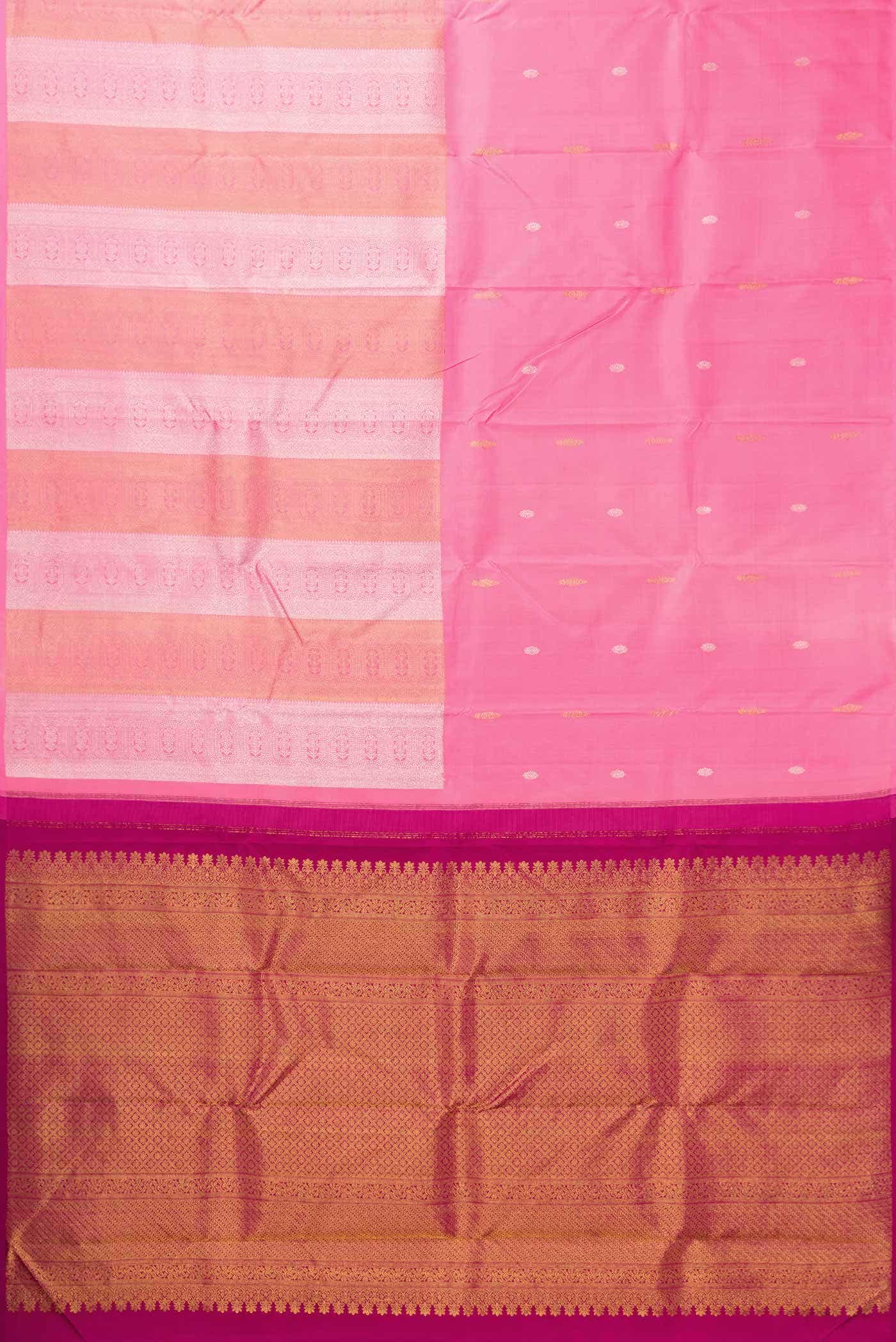 Pink Dual Tone Kanjivaram Silk Saree - Image 4