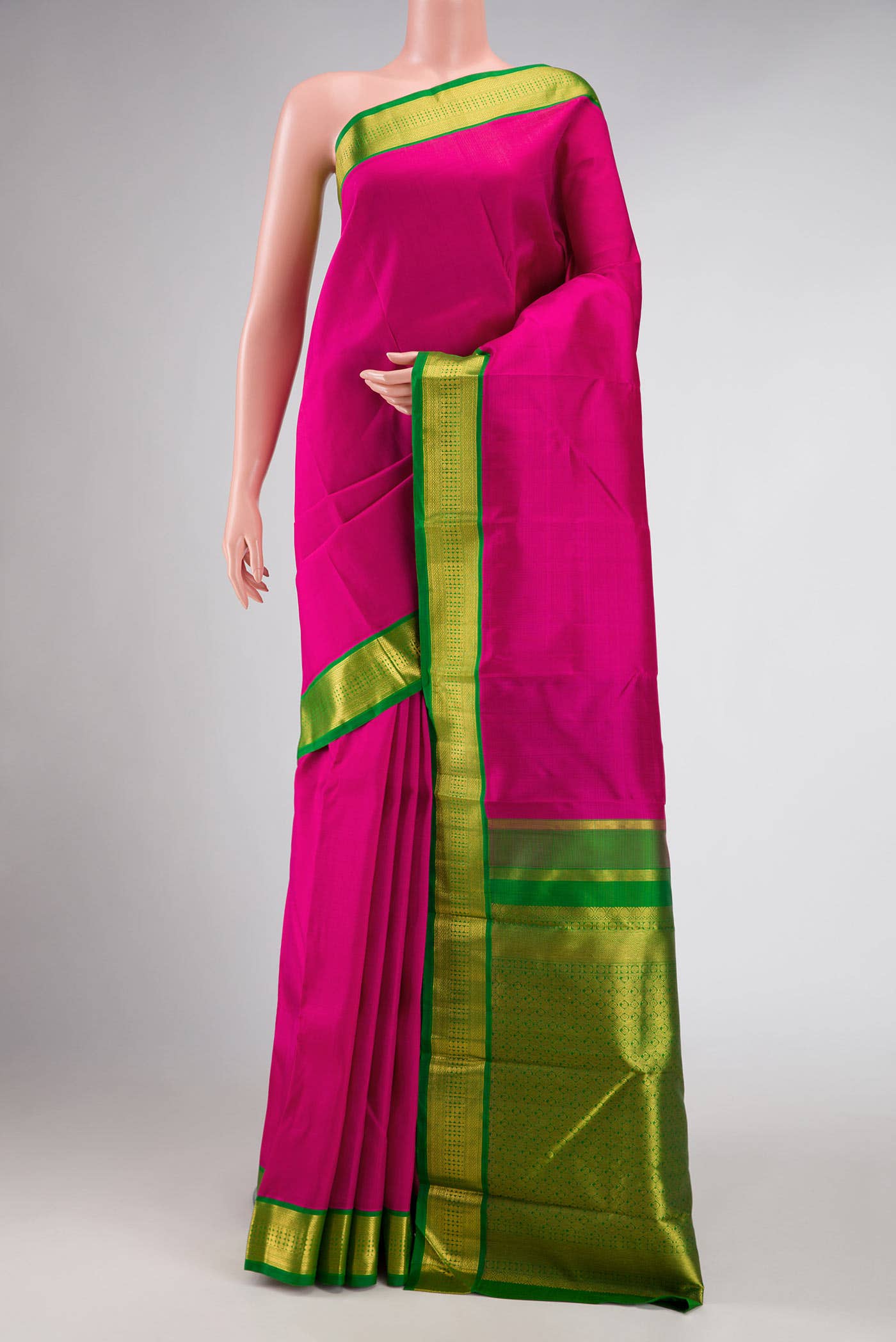 Pure Silk Pure Zari Pink Dual Tone Kanjivaram Saree