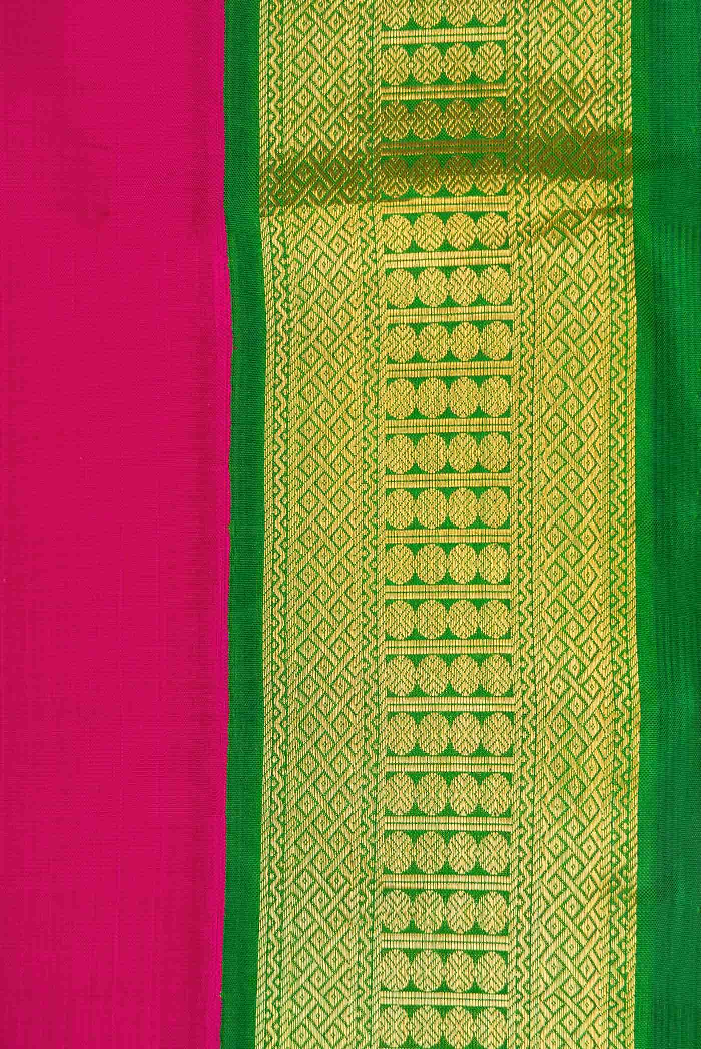 Pure Silk Pure Zari Pink Dual Tone Kanjivaram Saree - Image 5