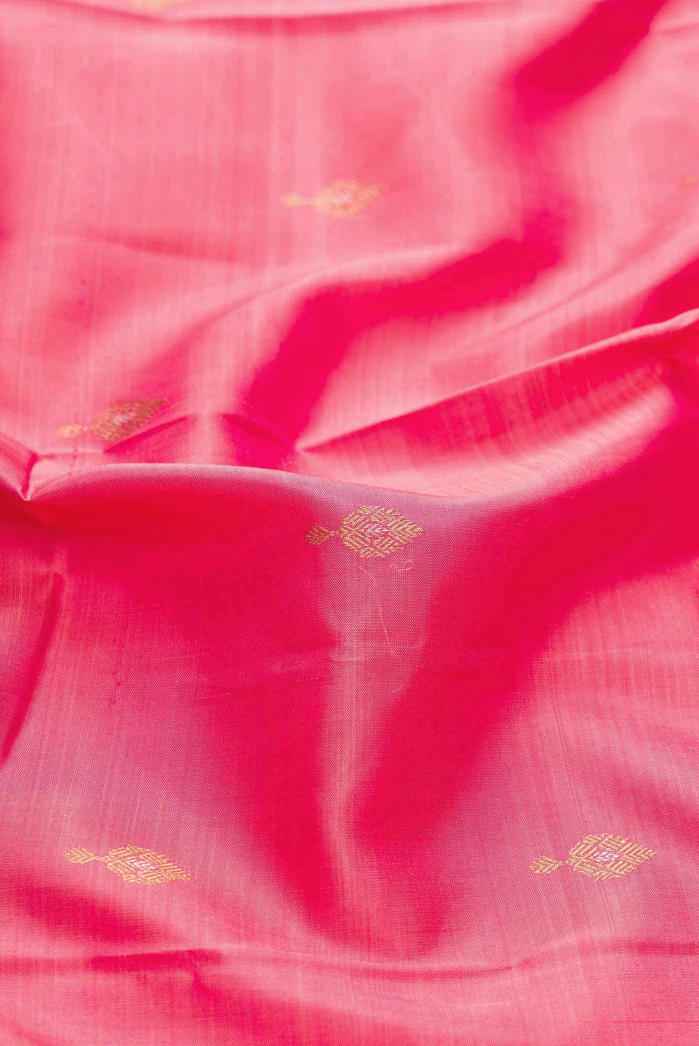 Pure Silk Pure Zari Pink Dual Tone Kanjivaram Saree - Image 3