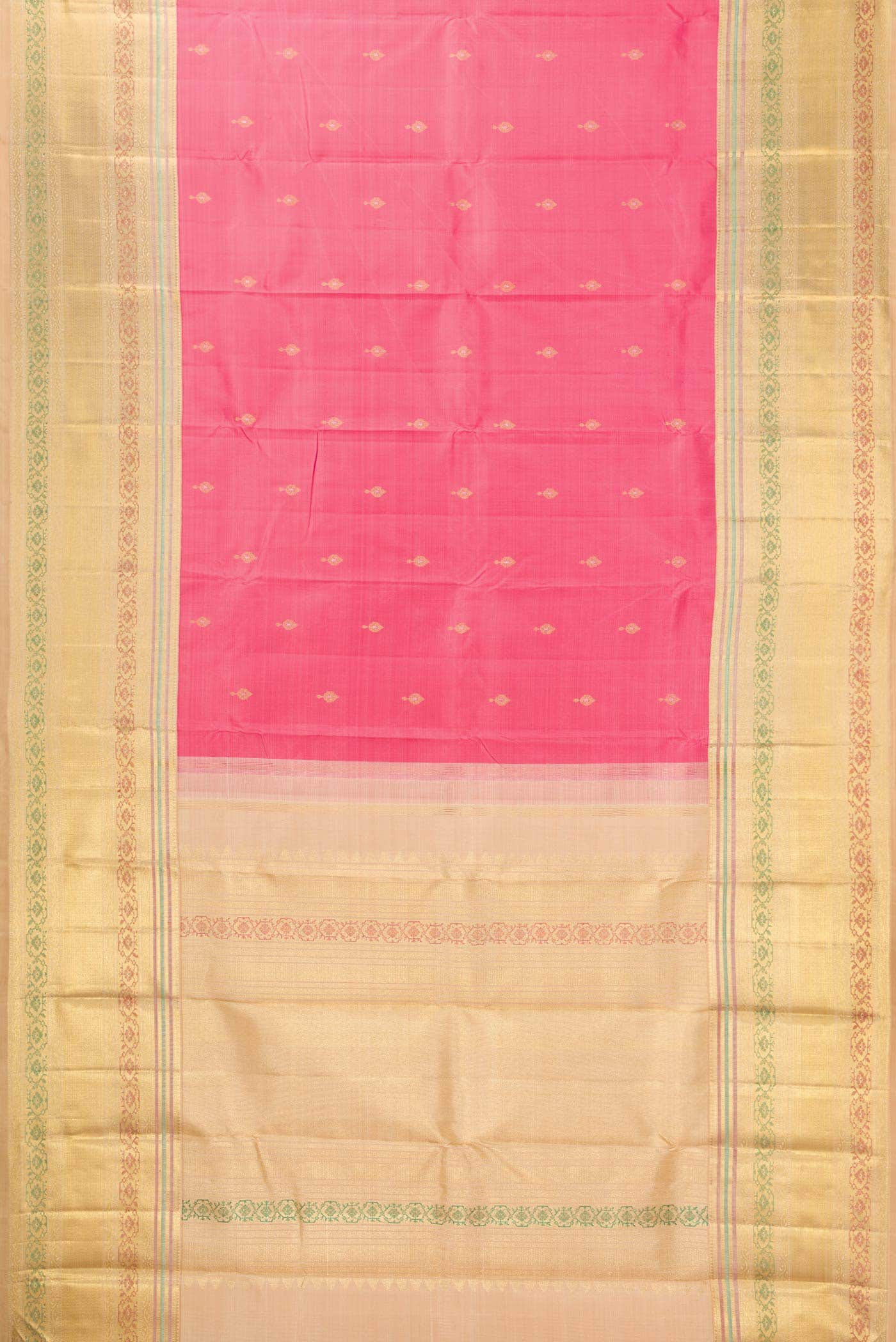 Pure Silk Pure Zari Pink Dual Tone Kanjivaram Saree - Image 4
