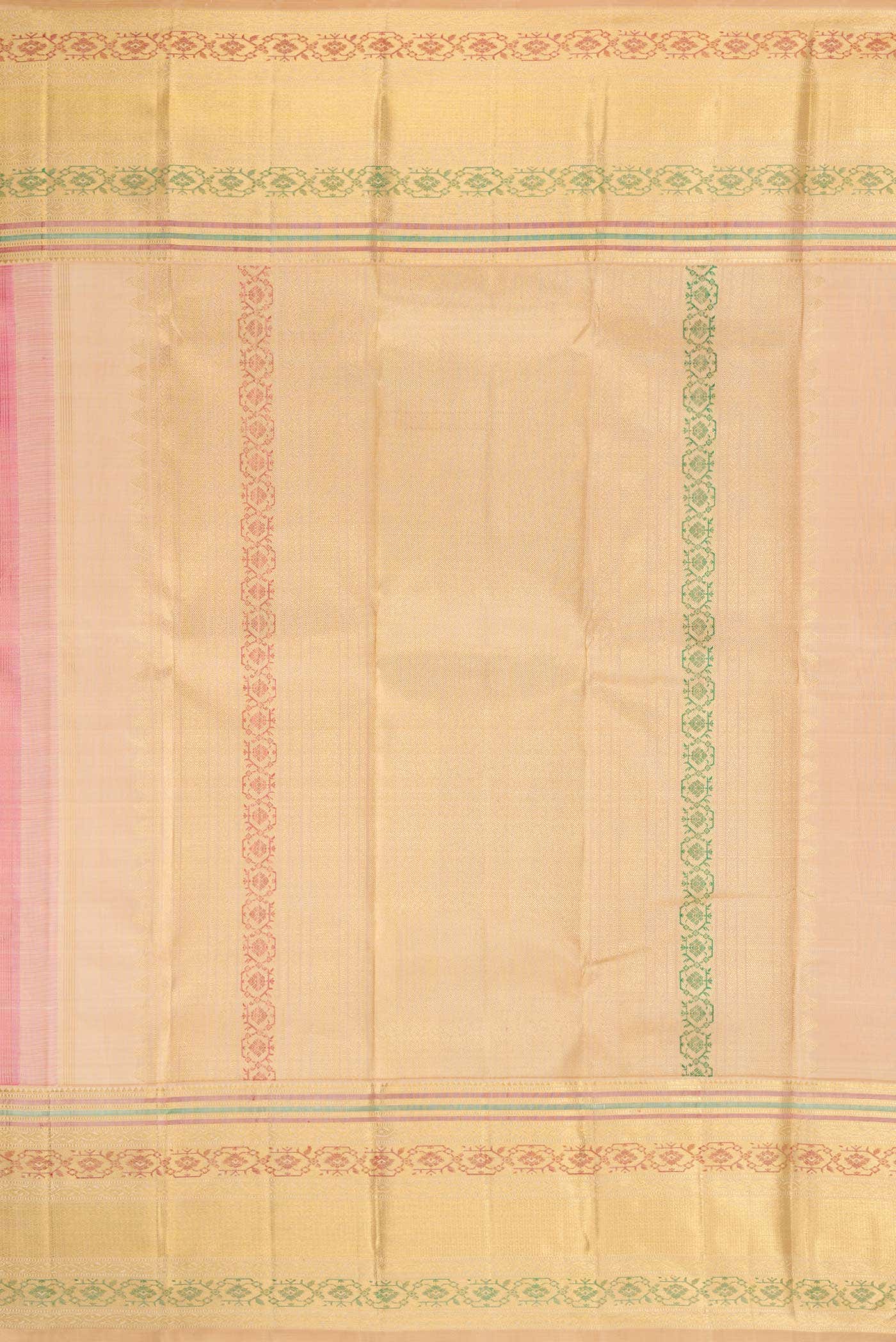 Pure Silk Pure Zari Pink Dual Tone Kanjivaram Saree - Image 5
