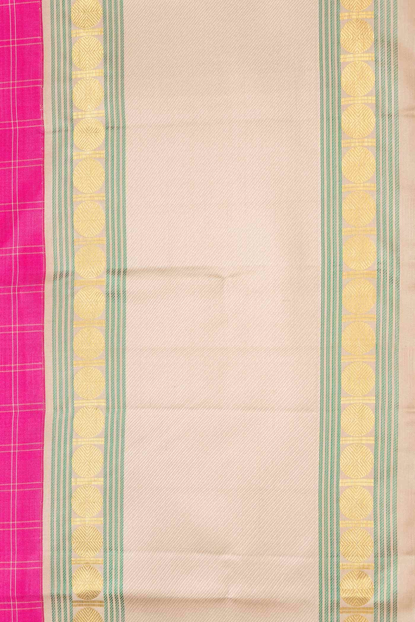 Pure Silk Pure Zari Pink Dual Tone Kanjivaram Saree - Image 5