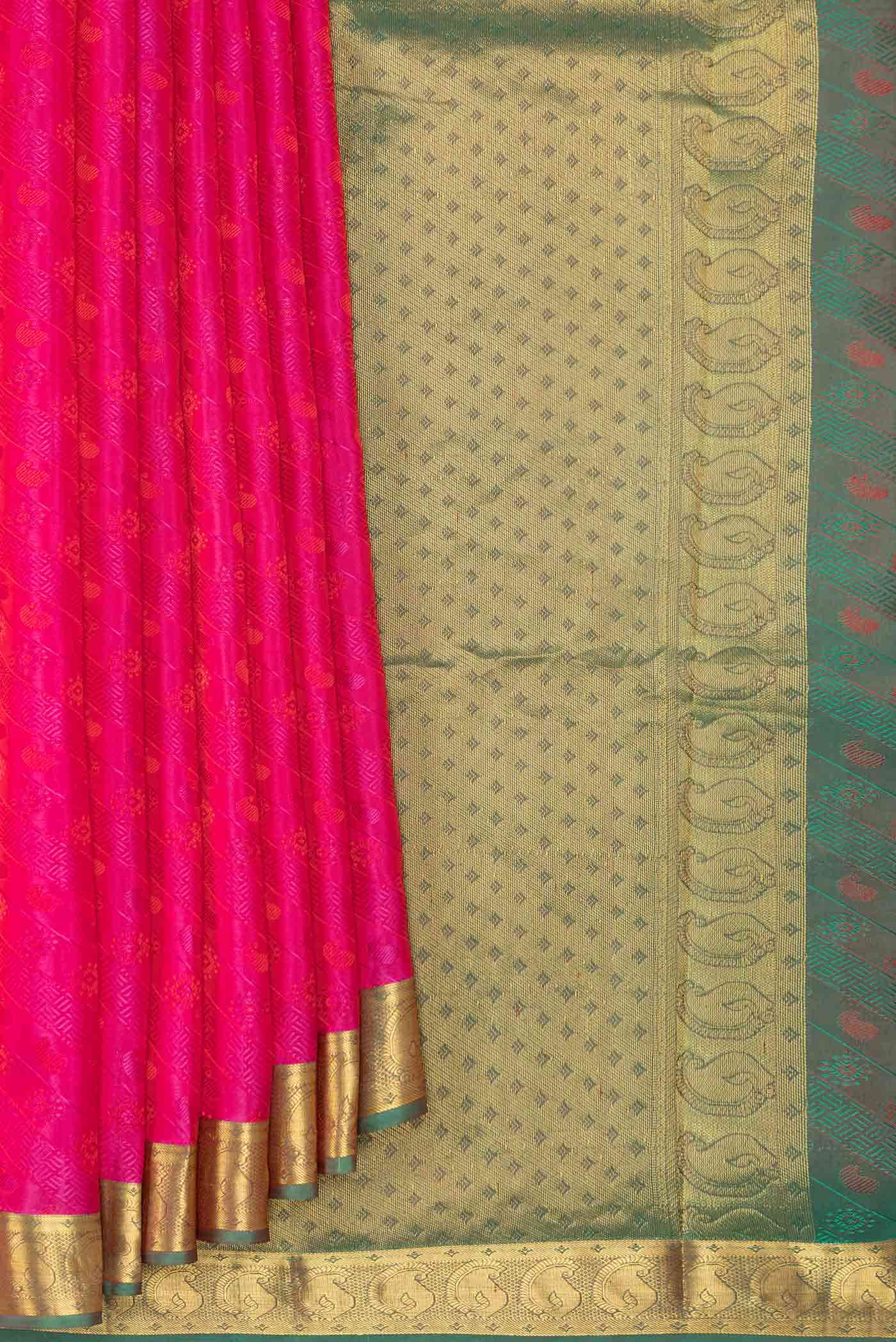 Pink Dual Tone Kanjivaram Silk Saree - Image 2