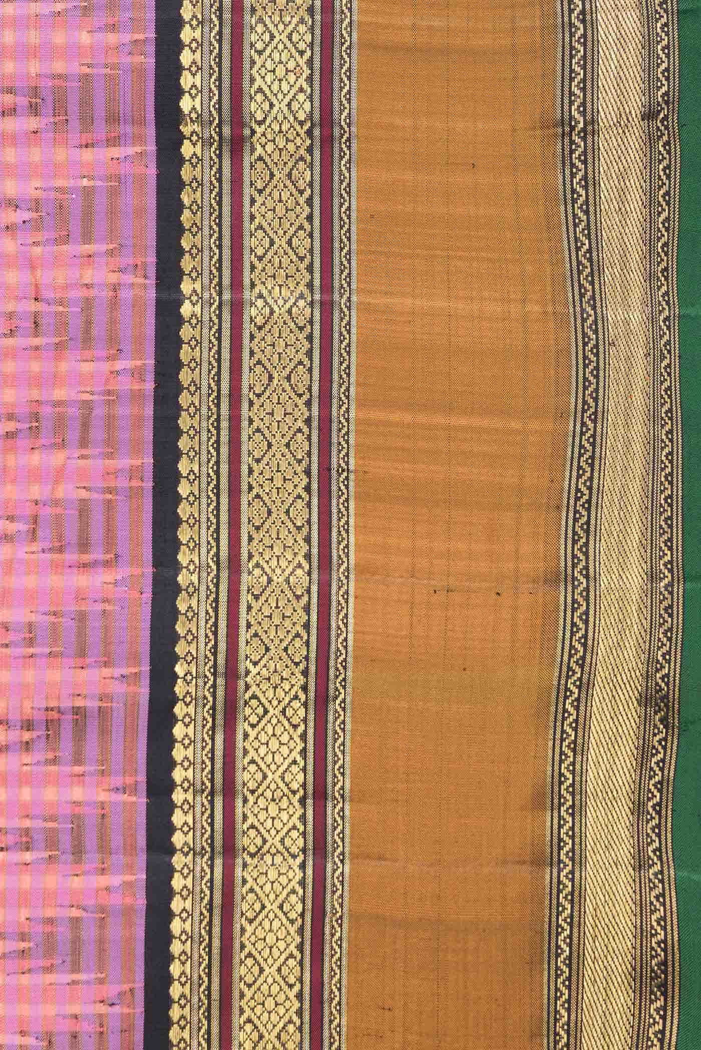 Pure Silk Pure Zari Pink Dual Tone Kanchipuram Saree - Image 6