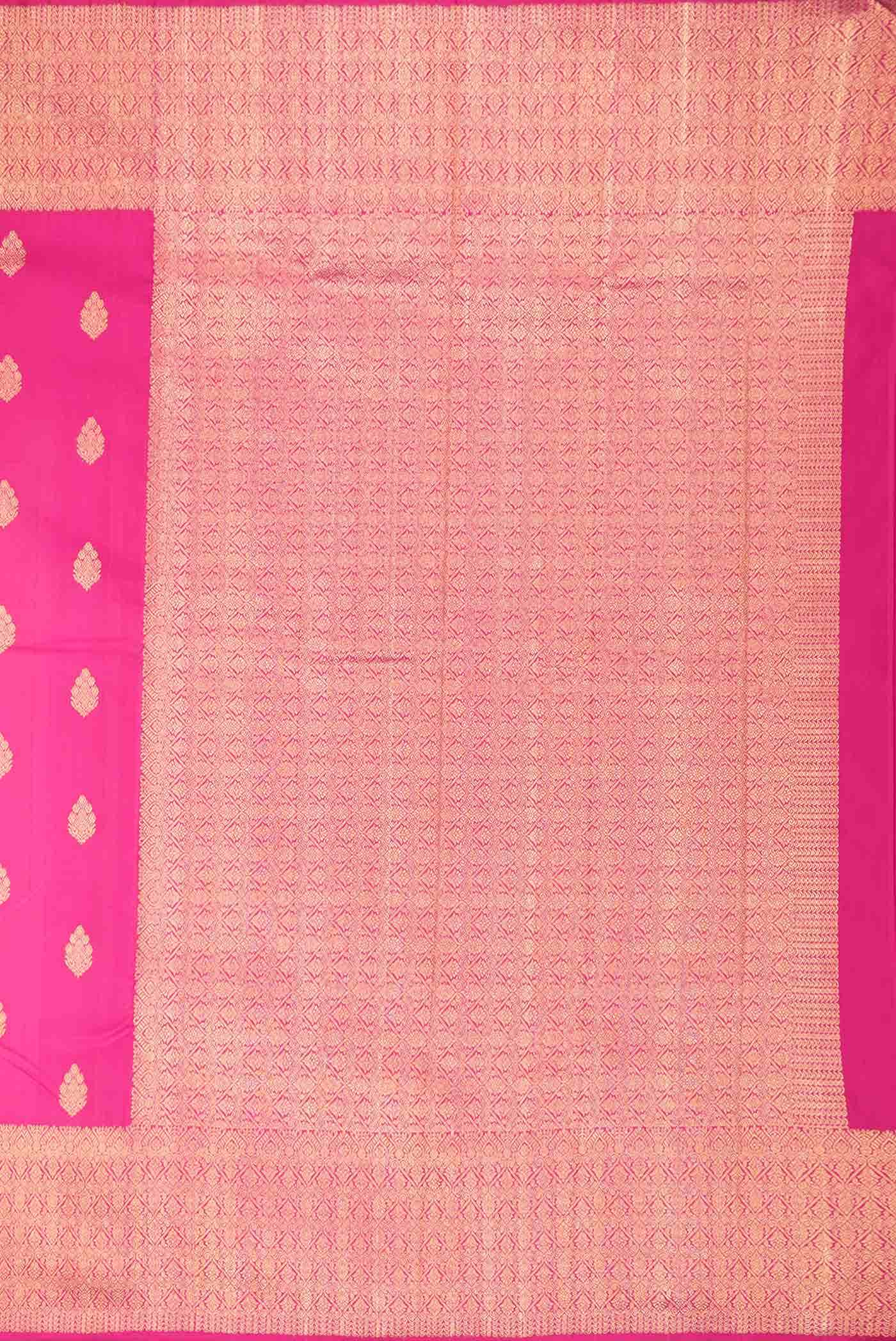 Pure Silk Pure Zari Pink Dual Tone Kanjivaram Saree - Image 5