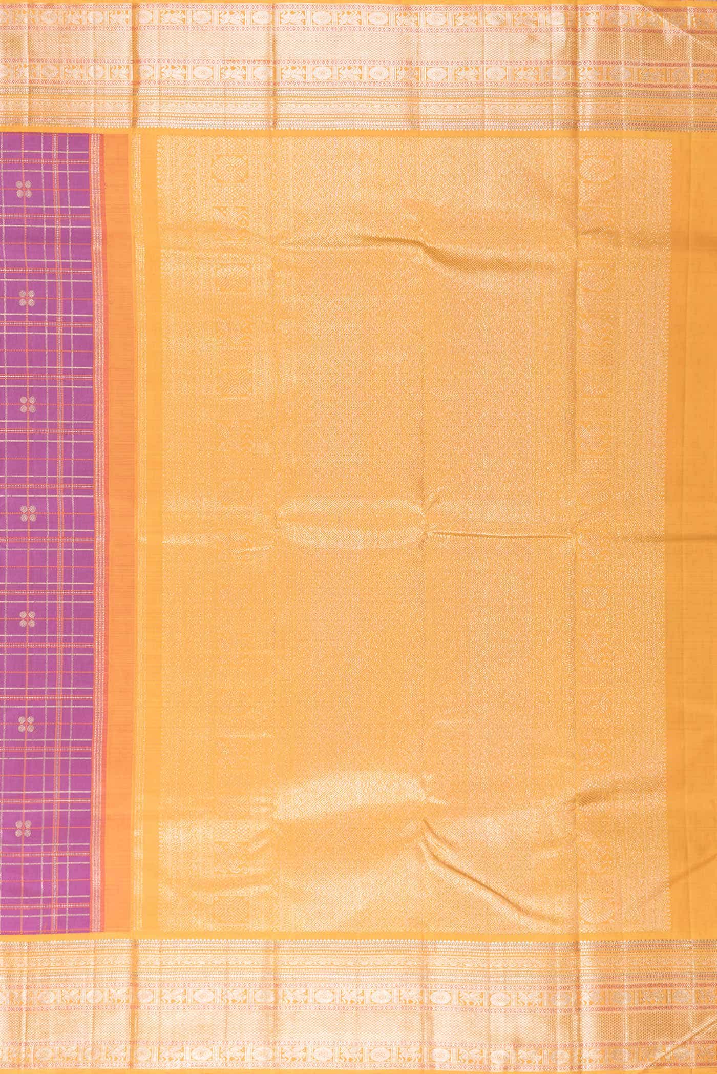 Pure Silk Pure Zari Pink Dual Tone Kanjivaram Saree - Image 5