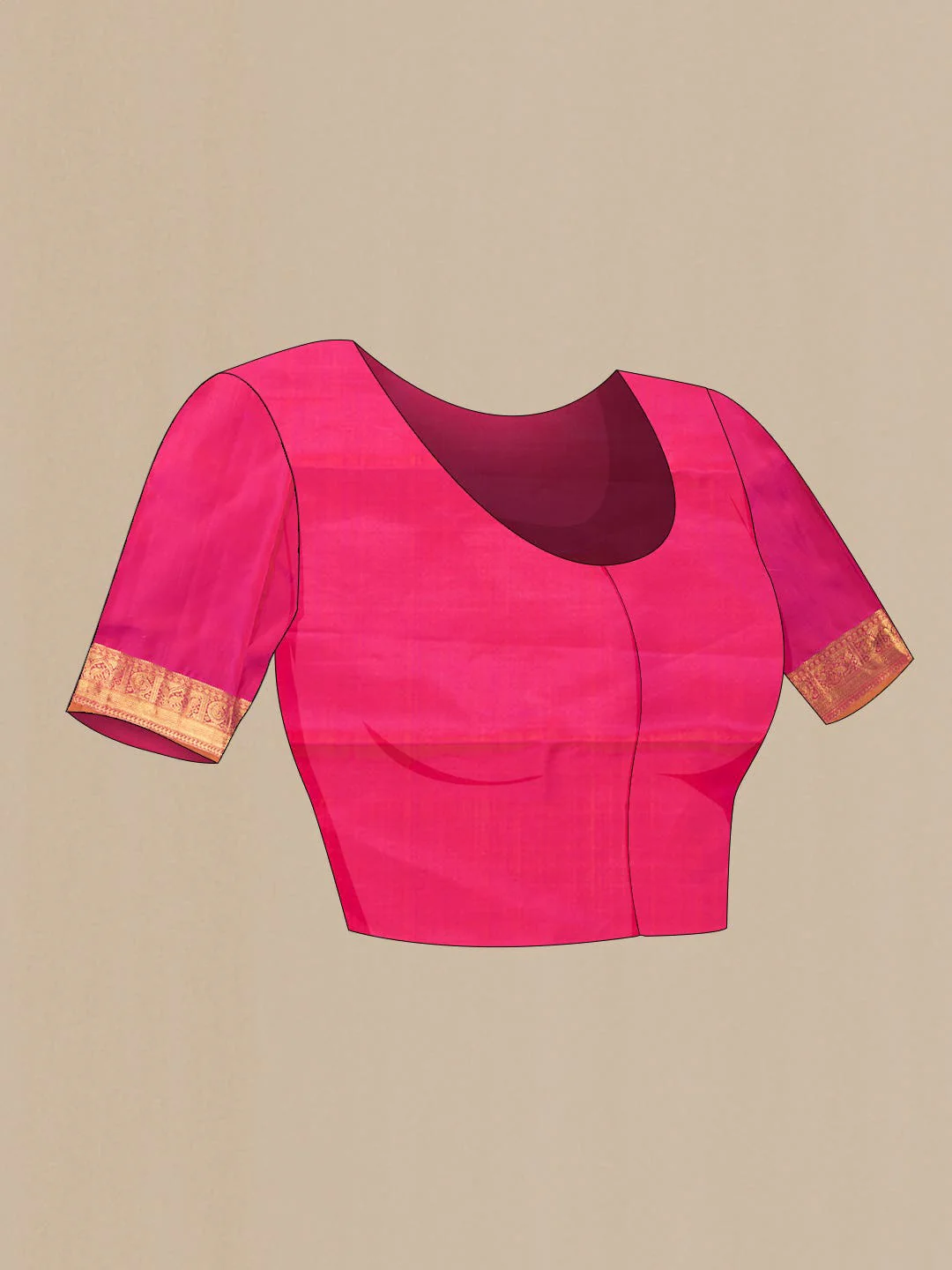 Pure Silk Pure Zari Pink Dual Tone Kanjivaram Saree - Image 7