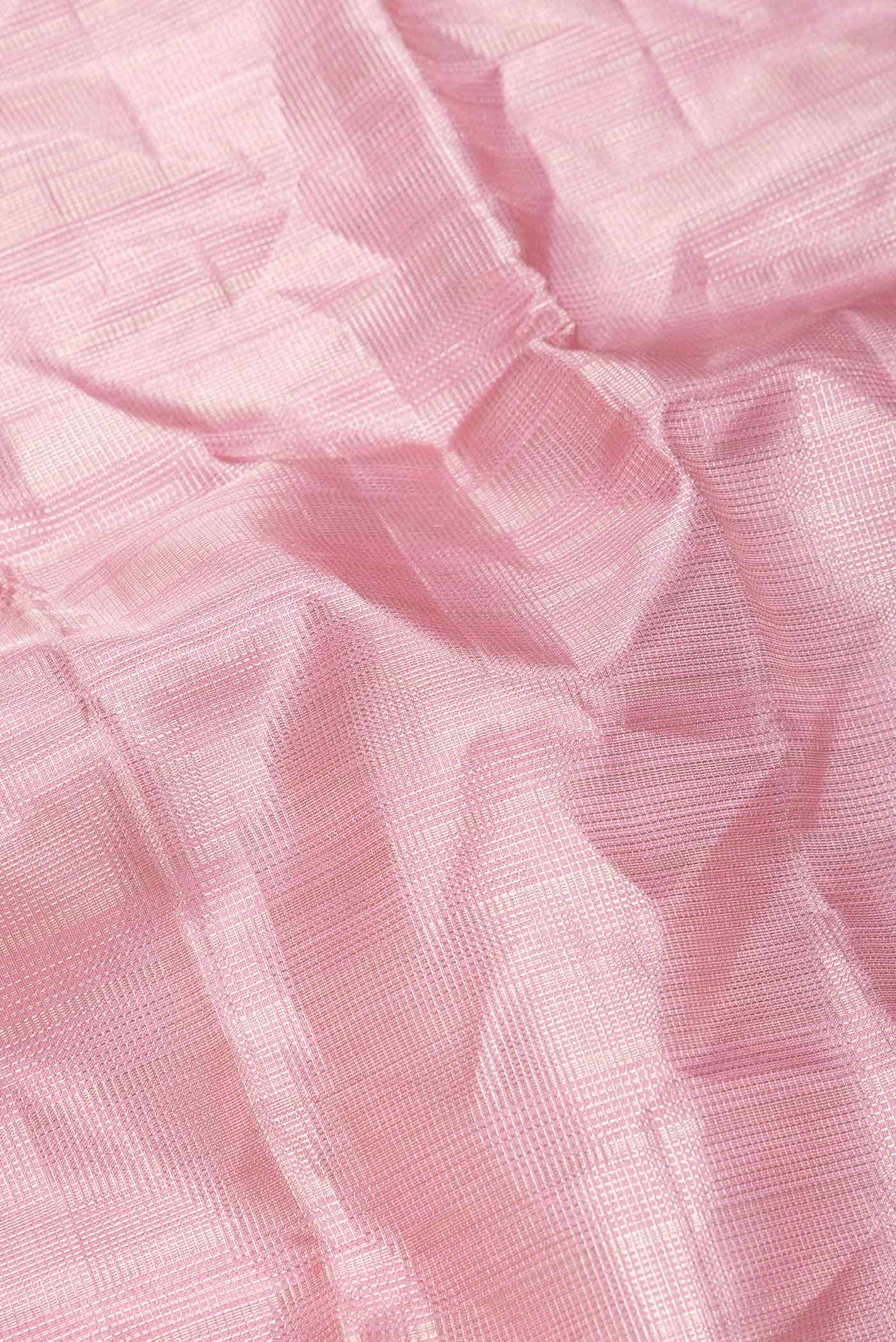Pure Silk Pure Zari Pink Dual Tone Kanjivaram Saree - Image 3