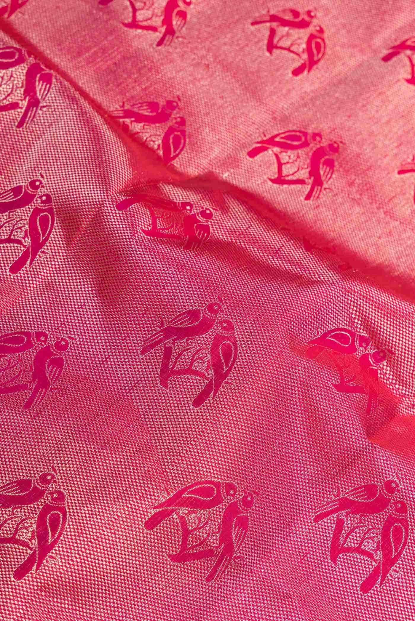 Pink Dual Tone Kanchipuram Silk Saree - Image 3