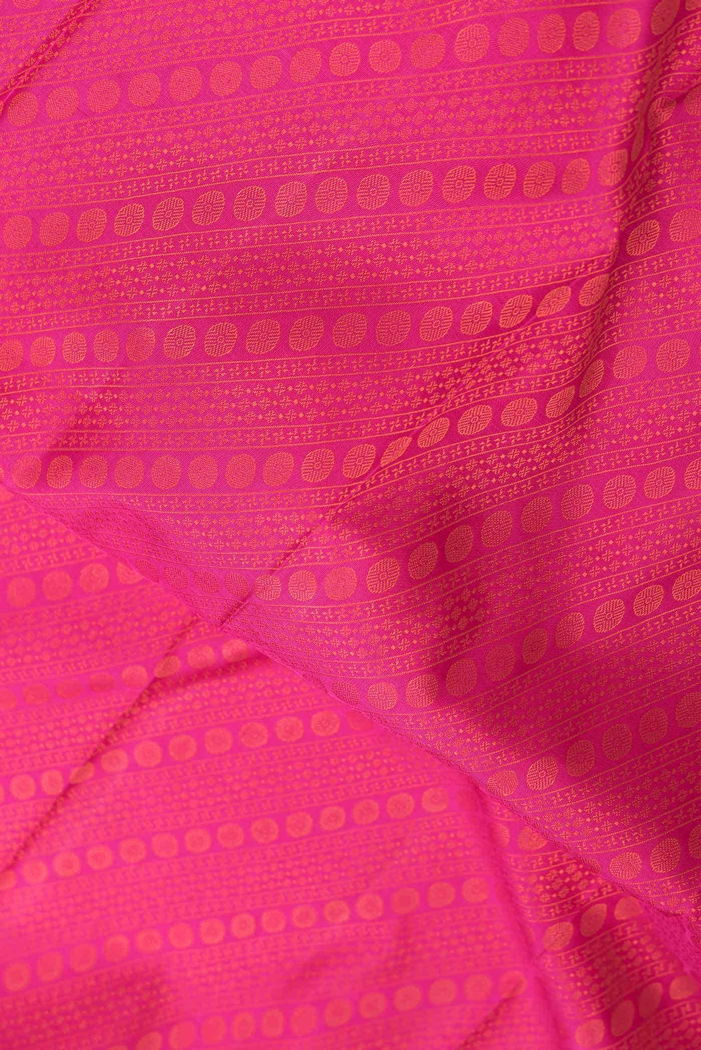 Pure Silk Pure Zari Pink Dual Tone Kanchipuram Saree - Image 3
