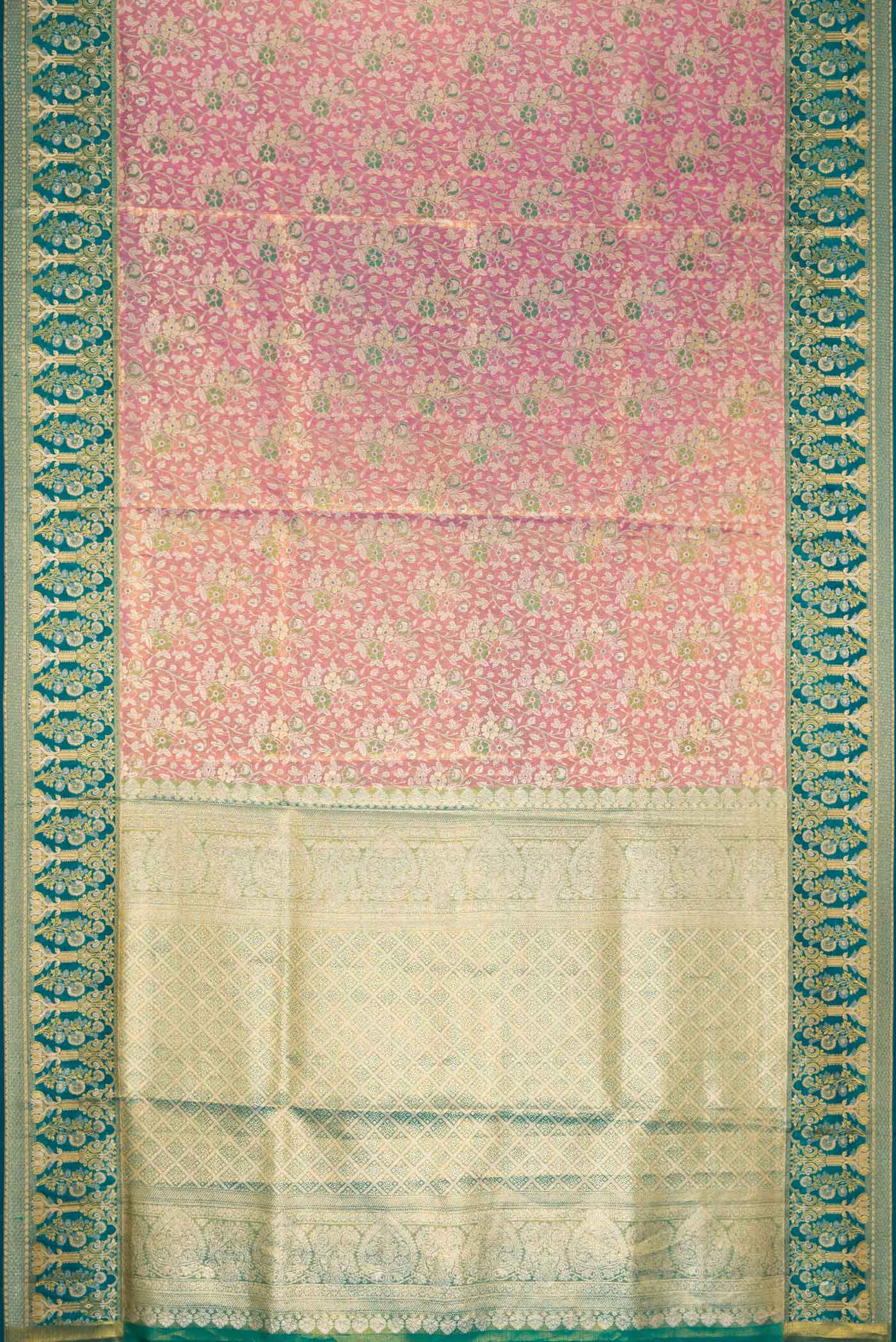 Violet with Gold Color Kanjivaram Tissue Silk Saree - Image 6