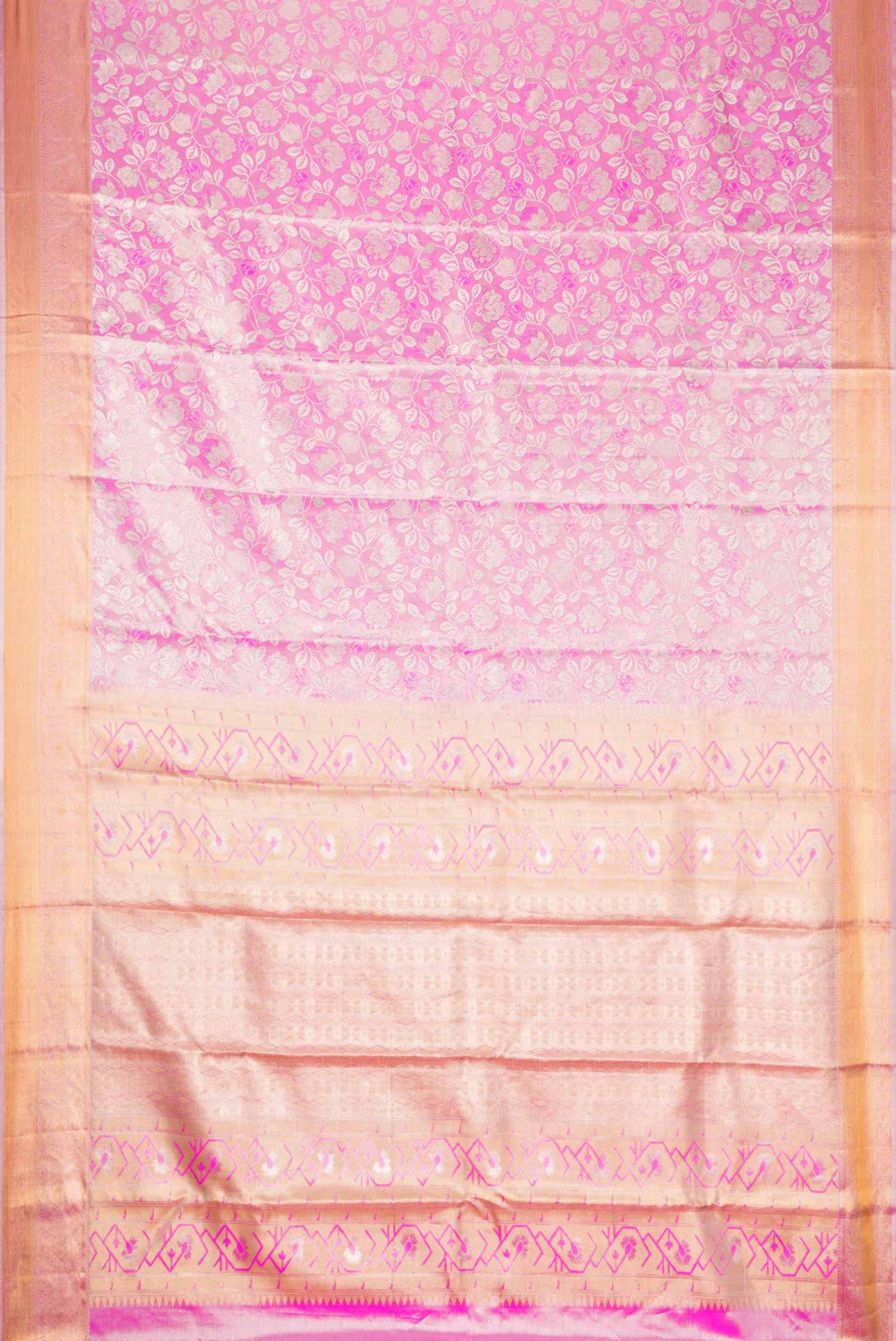 Pink Dual Tone Kanchipuram Tissue Silk Saree - Image 6