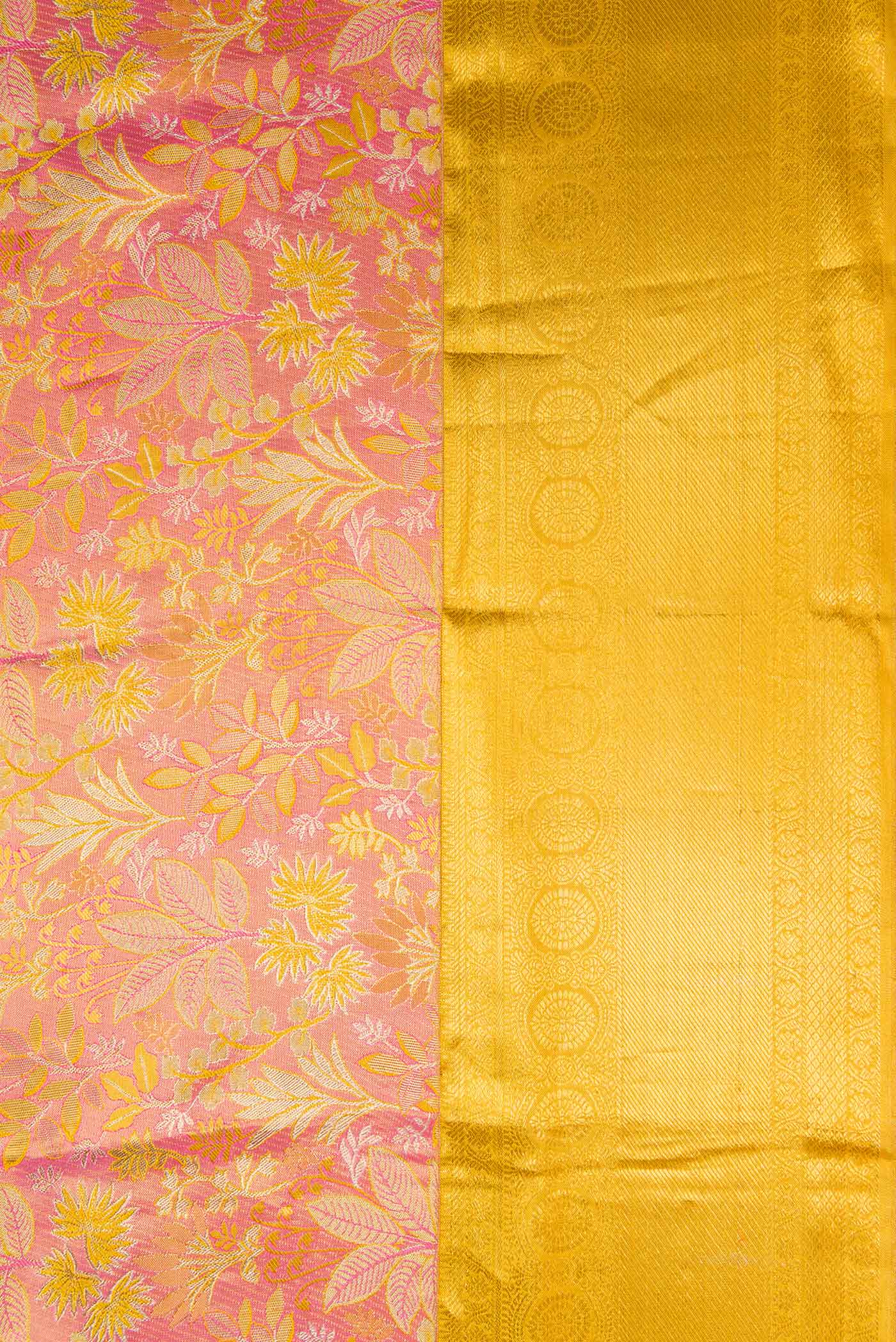 Coral Dual Tone Kanchipuram Tissue Silk Saree - Image 3