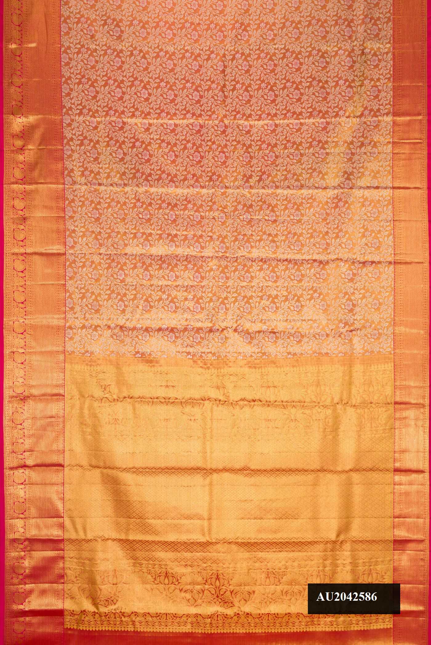 Pink Dual Tone Kanchipuram Tissue Silk Saree