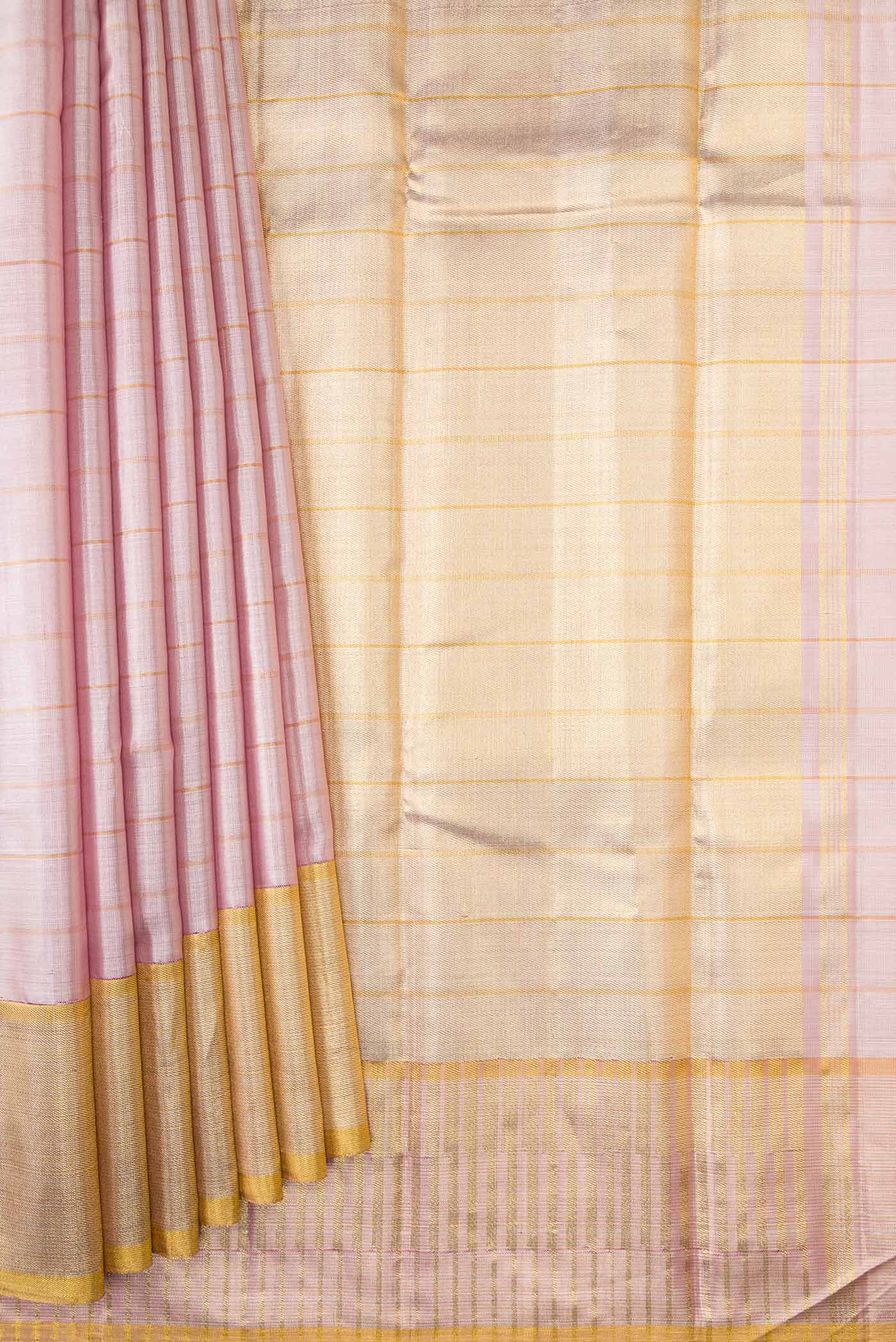 Pink Dual Tone Kanjivaram Tissue Silk Saree - Image 4