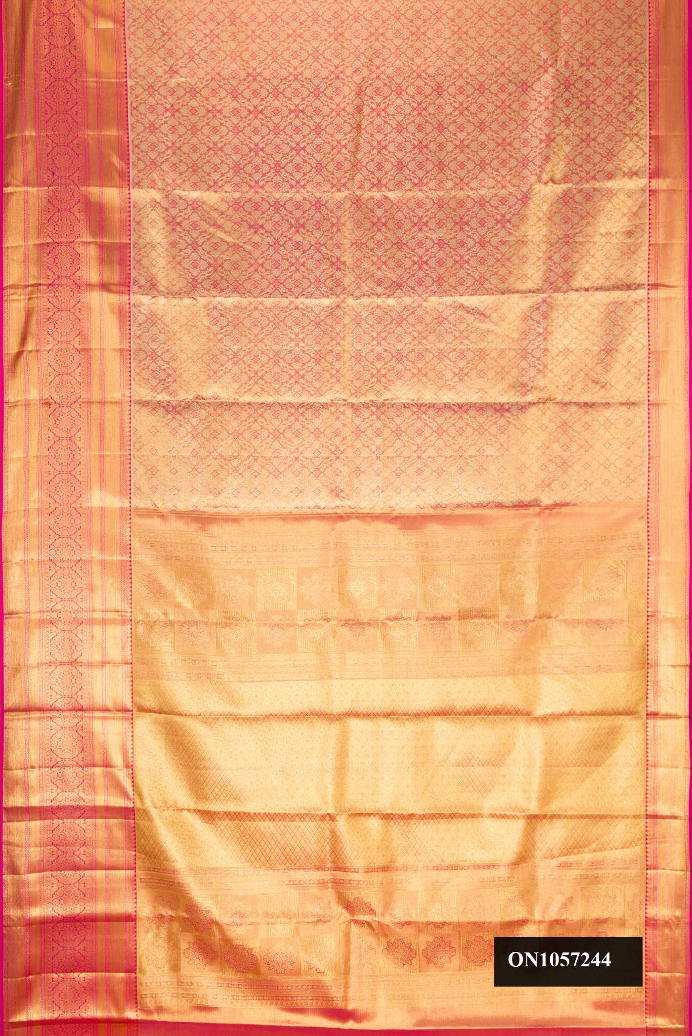 Pink Dual Tone Kanchipuram Tissue Silk Saree