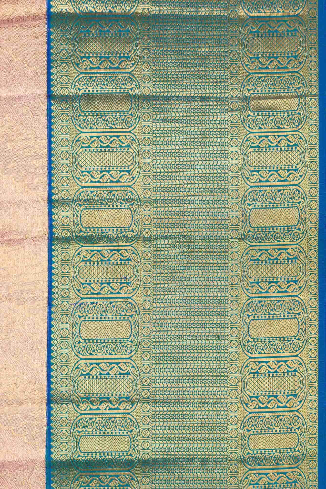 Pink Dual Tone Kanchipuram Tissue Silk Saree - Image 5