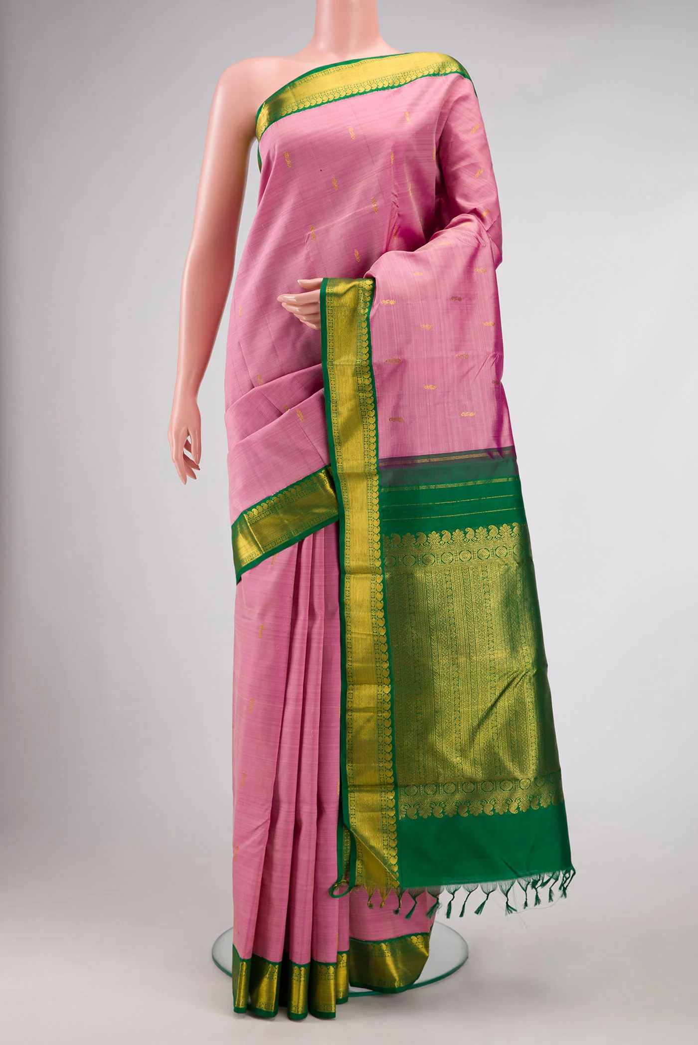 Pink Dual Tone Kanjivaram Silk Saree